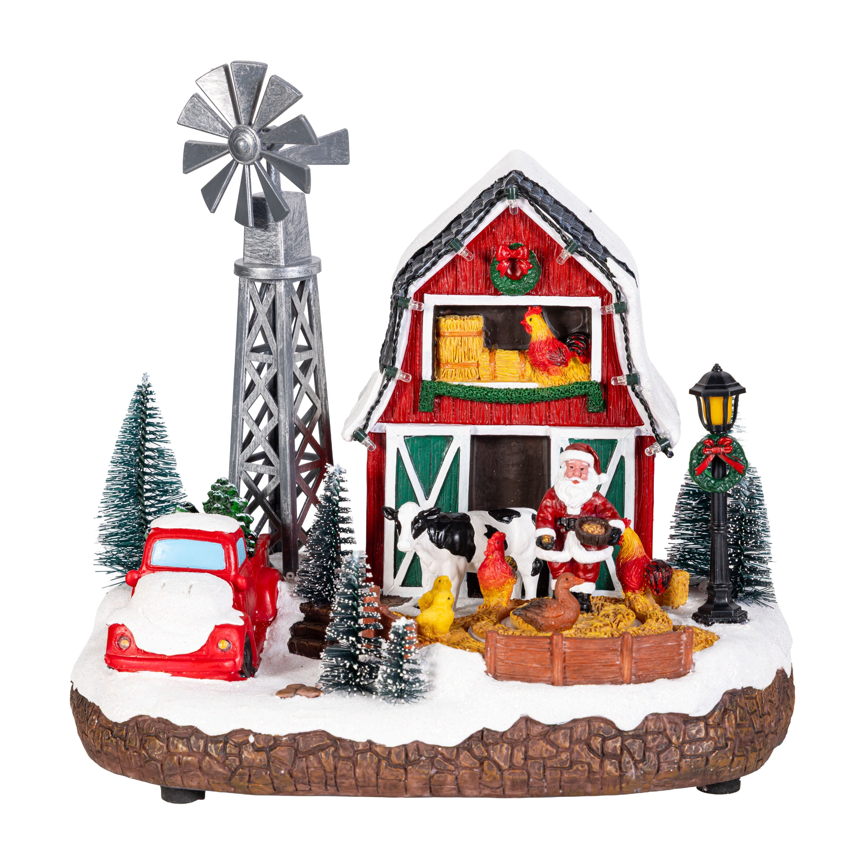Holly Homestead LED Table Decor Christmas Barn with Chasing Lights