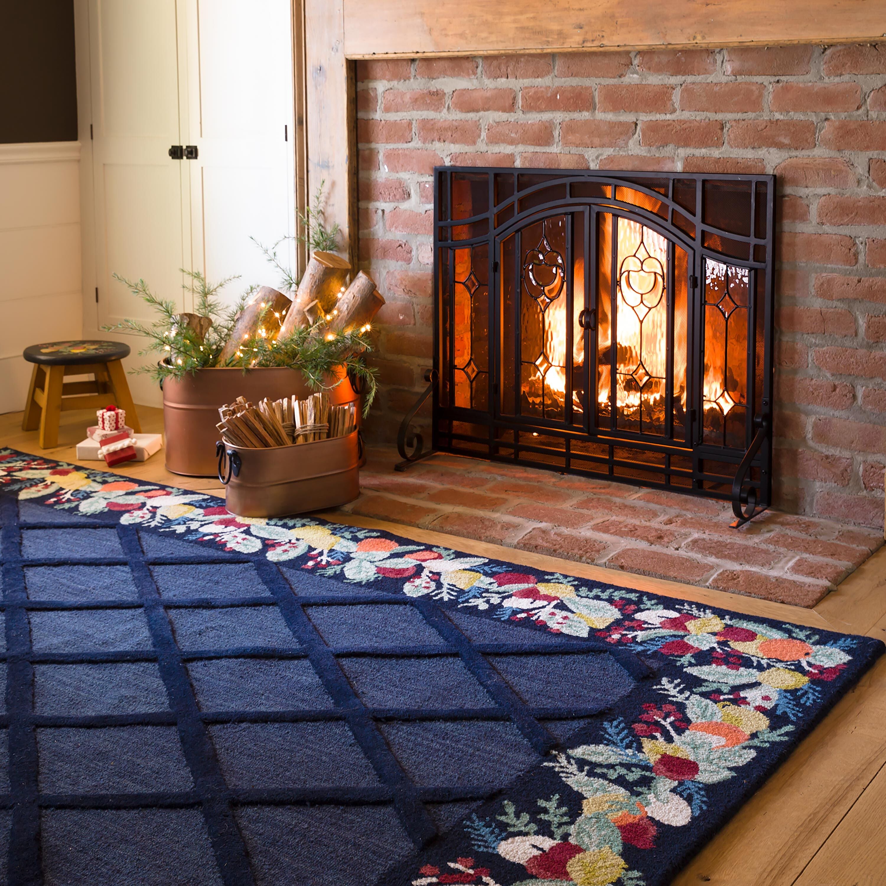 Floral Glass Panel Screen | Fireplace Screen | Plow & Hearth