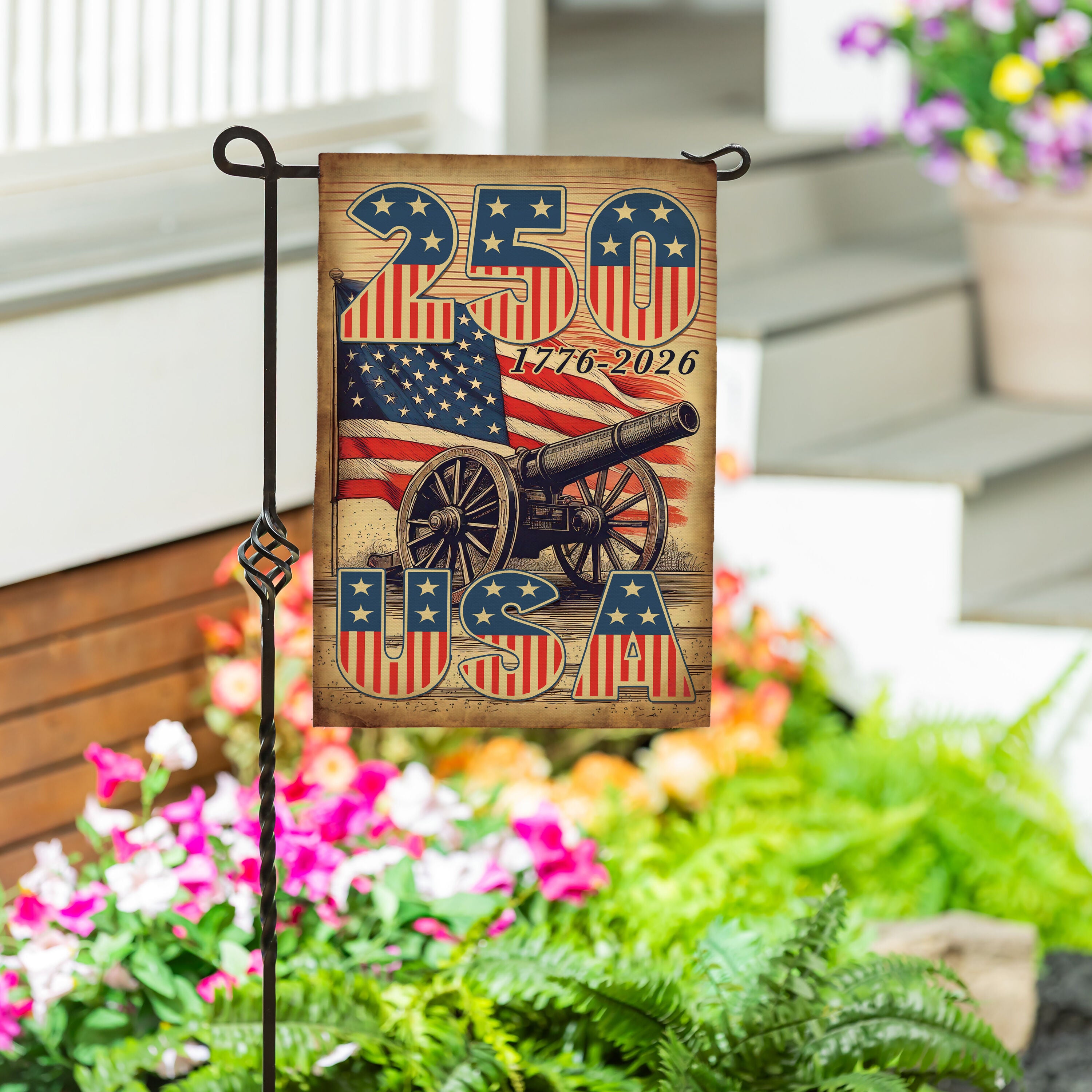 250th Anniversary Cannons Burlap Garden Flag – Plow & Hearth