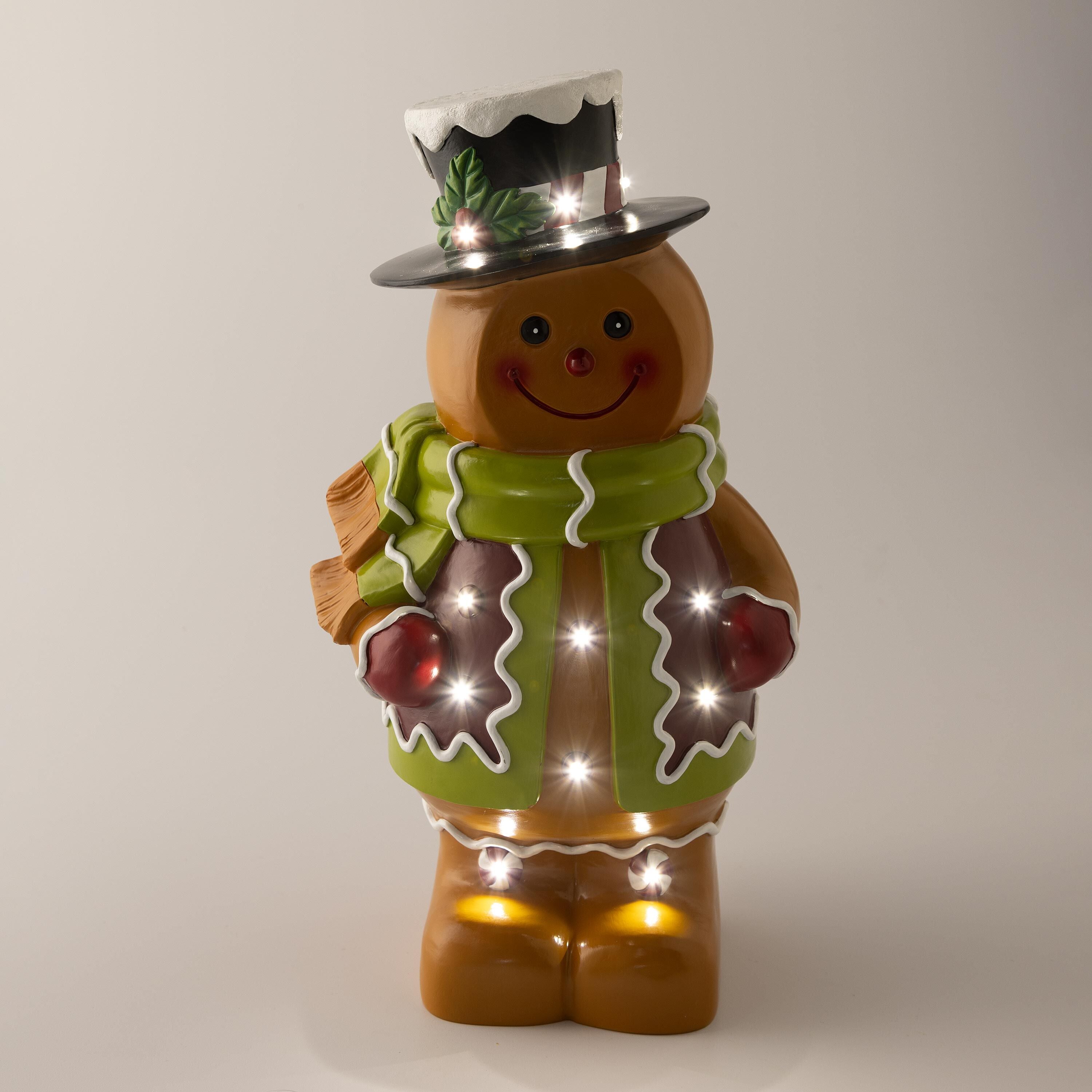 Indoor/Outdoor Lighted Gingerbread Boy Shorty Statue – Plow & Hearth