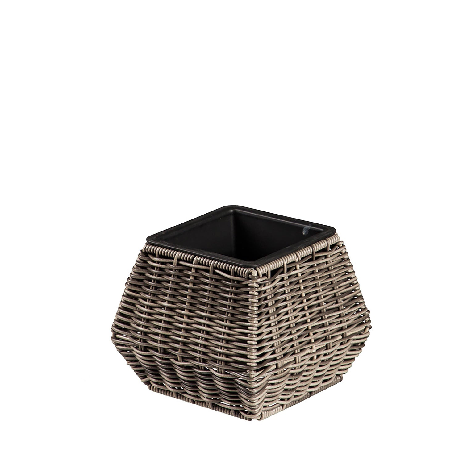 grey wicker plant pots outdoor Evergreen Short Resin Wicker Planter Set of 3