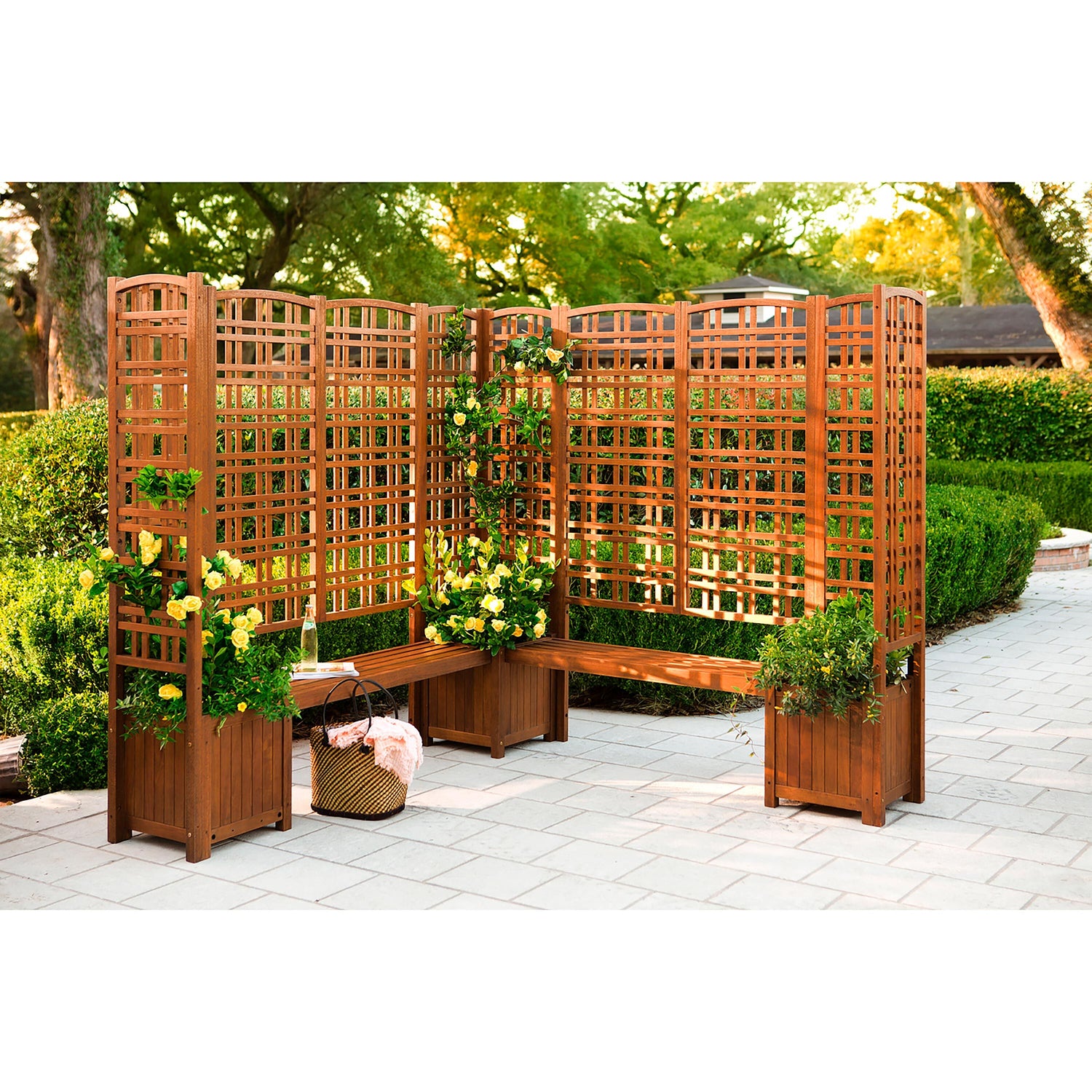 planter with trellis large Large Outdoor Eucalyptus Privacy Trellis