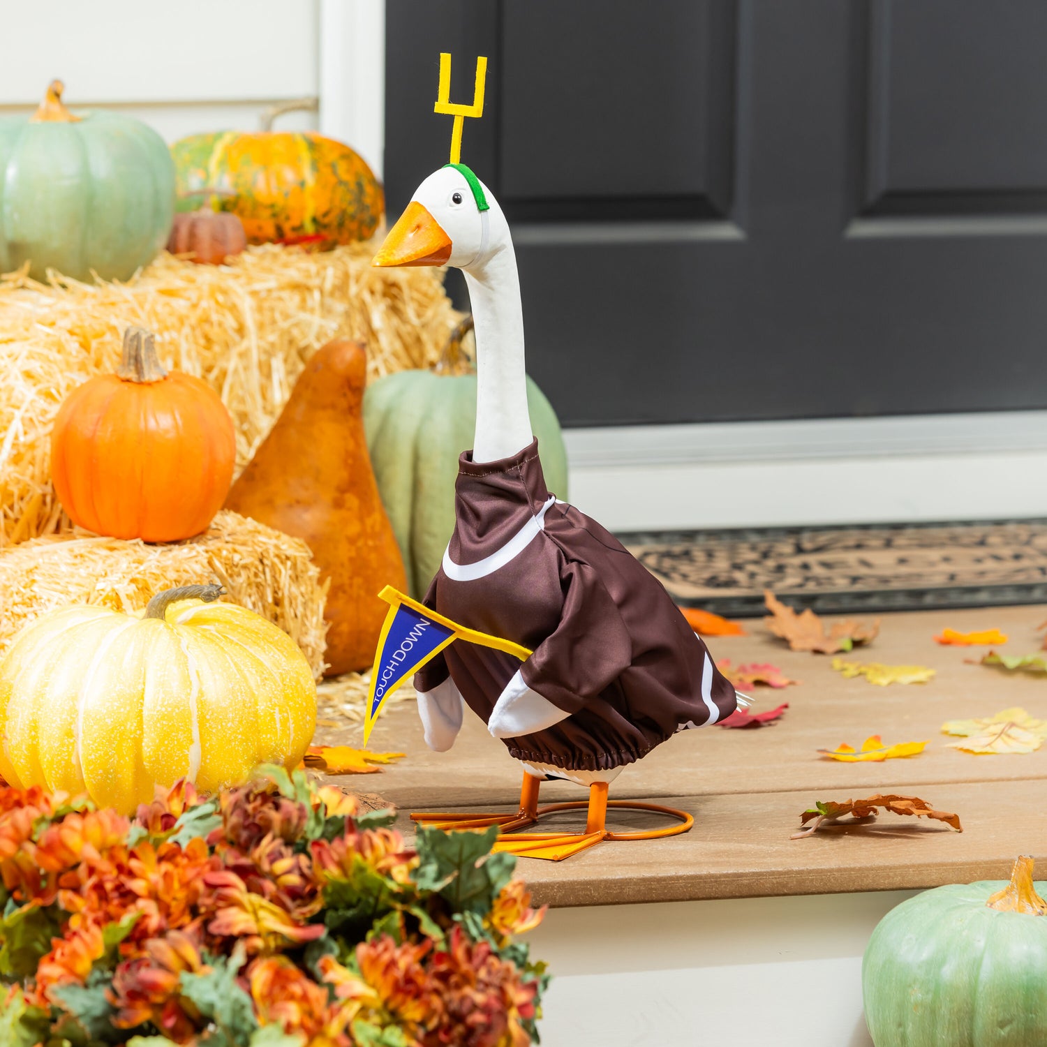 Giddy The Goose, Metal Porch Statue With Football Season Outfit, 21