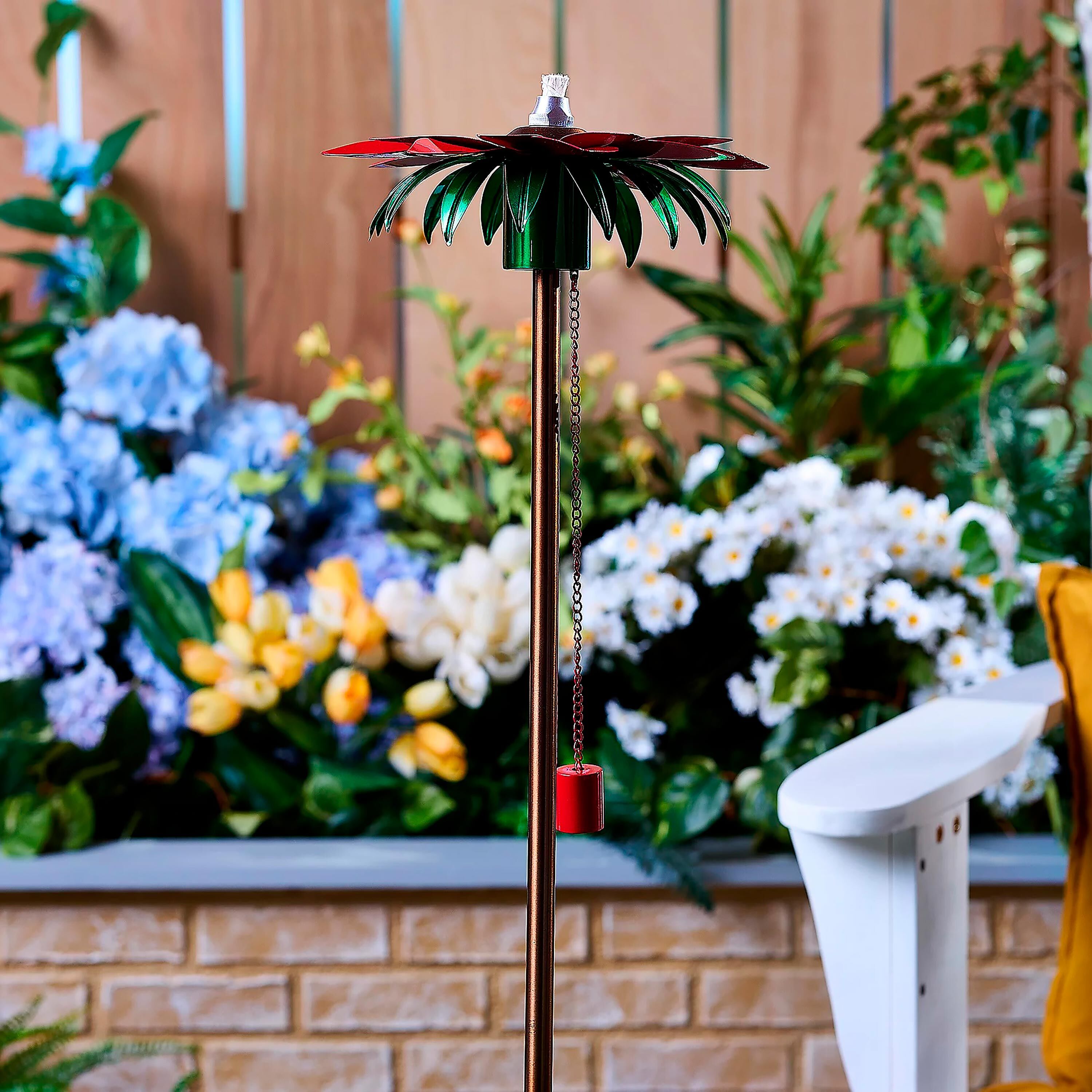 Outdoor Metal Flower Garden Tiki Torch with Snuffer – Plow & Hearth