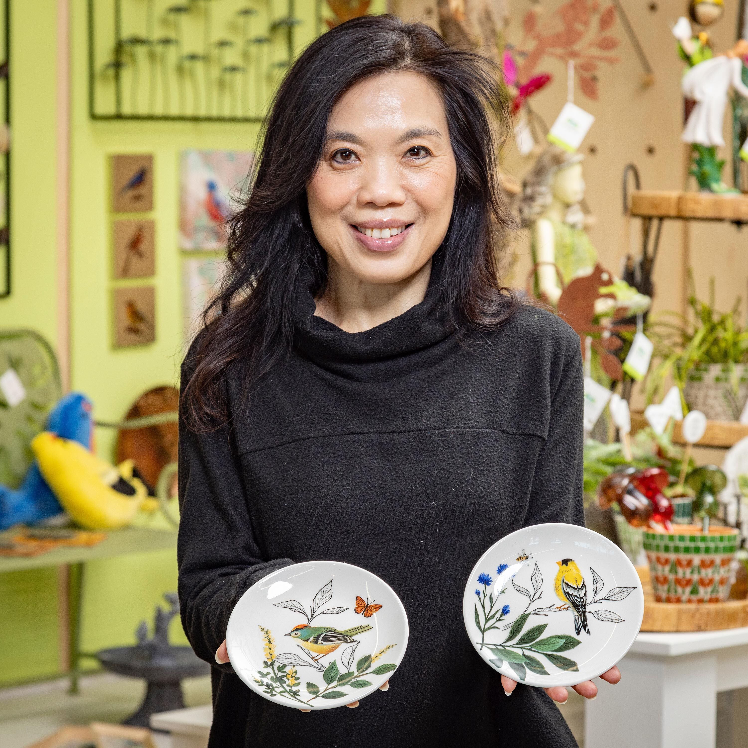 What She Shed Plates Ceramic Appetizer Plates Song Bird, 6