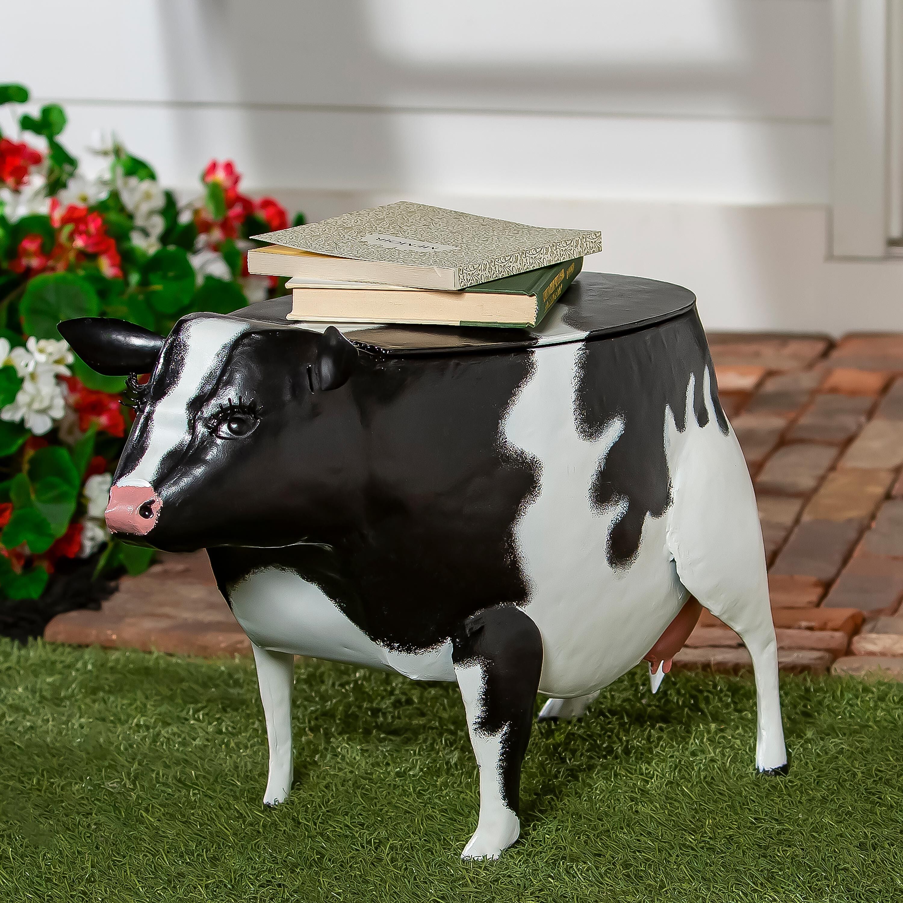 Recycled Metal Cow Table With Storage – Plow & Hearth