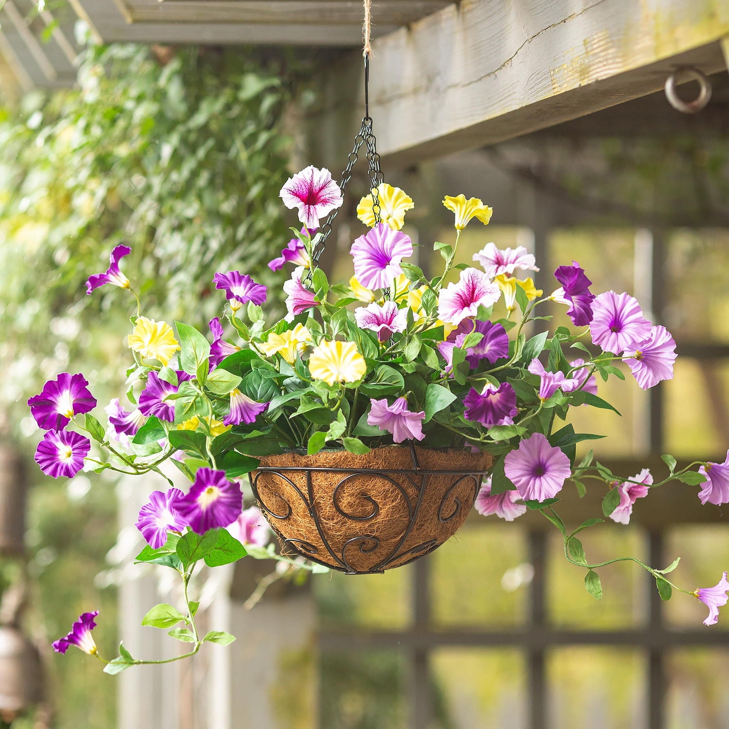 hanging petunia plants Faux Petunia Hanging Basket – Plow & Hearth