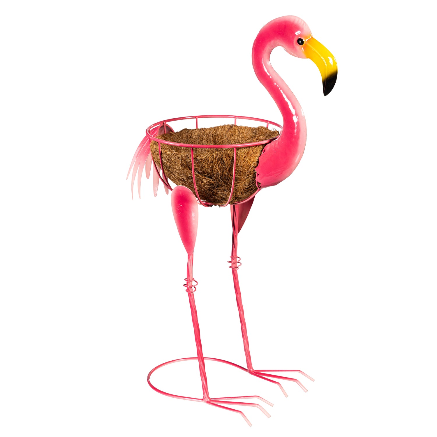 flamingo planter pot Evergreen 25 in. Metal Flamingo with Coco Insert Garden Planter