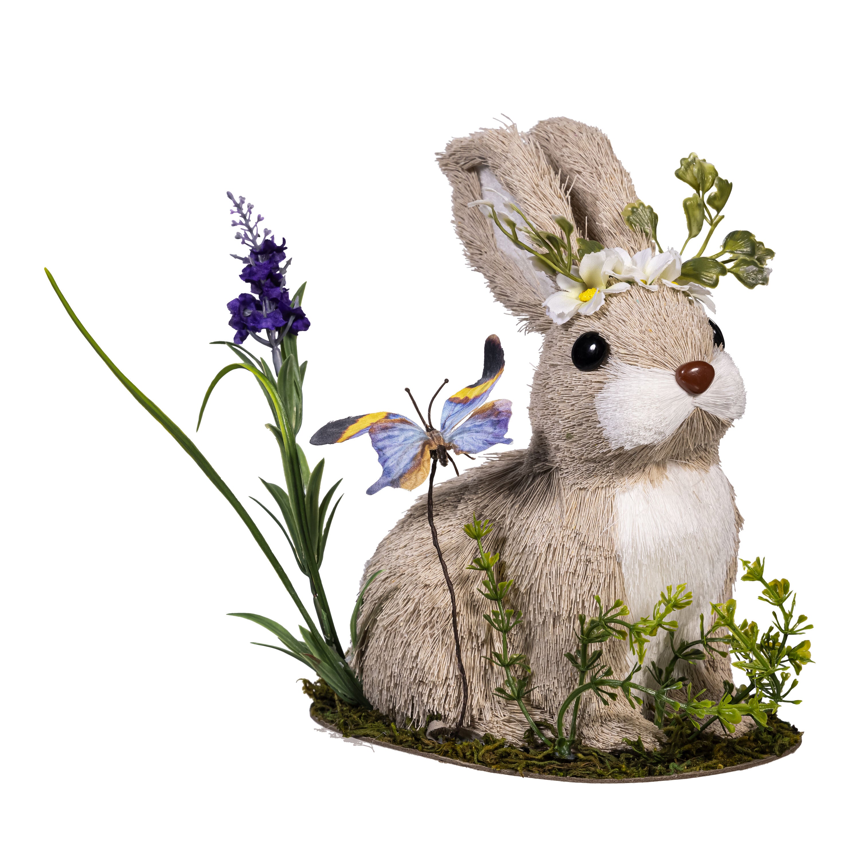 Hop Into Spring Table Decor Natural Fiber Floral Bunny with