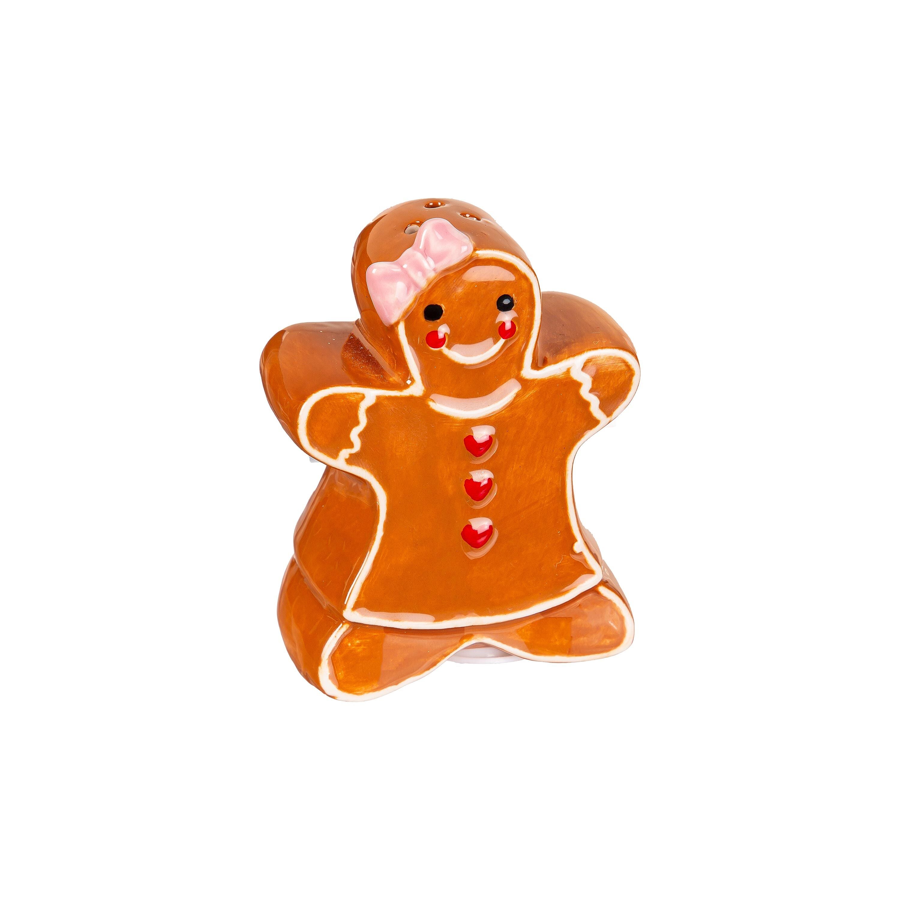 Sugar & Stripes Bright Salt and Pepper Shaker Ceramic Gingerbread