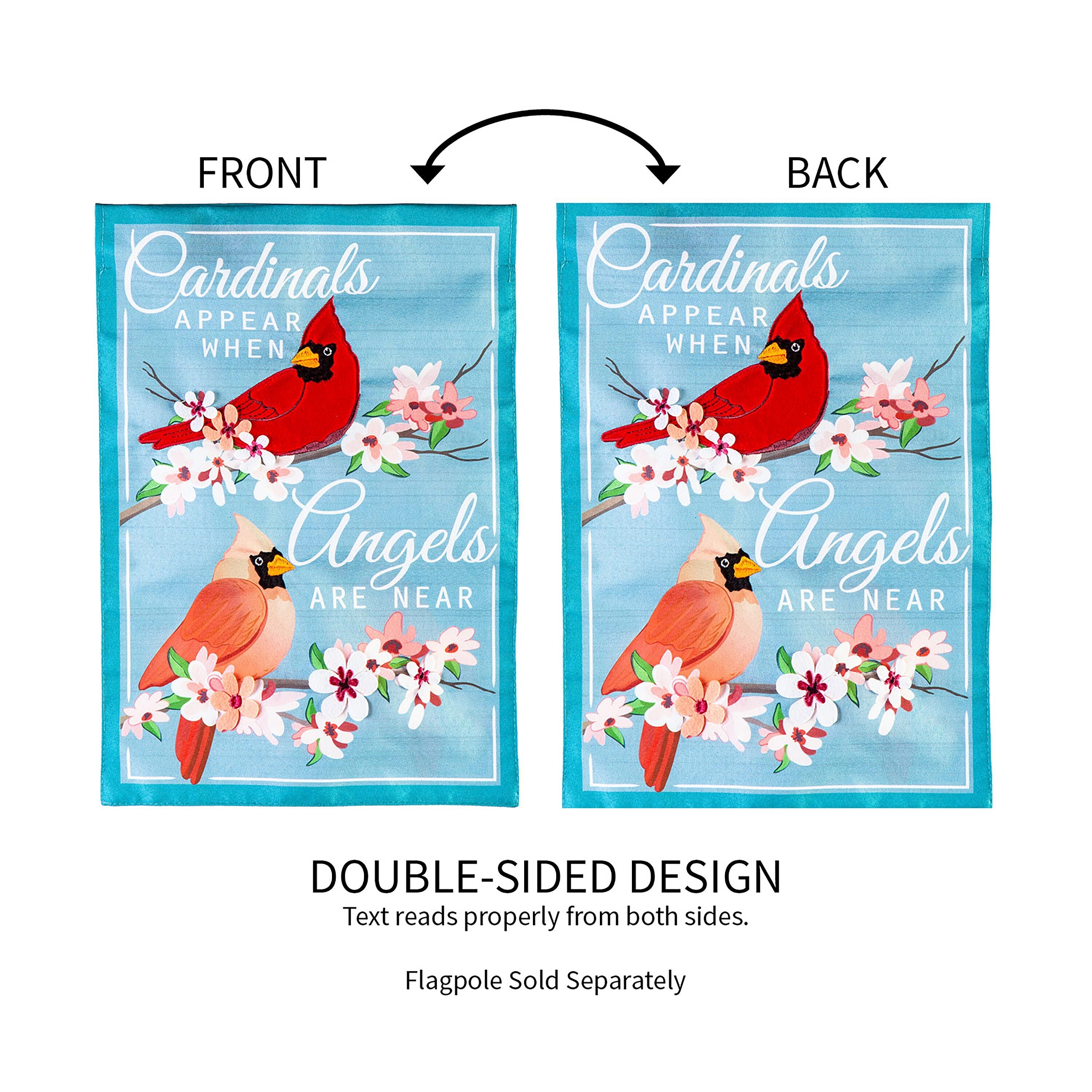 Angels Are Near Cardinals Linen Garden Flag - Thumbnail 3