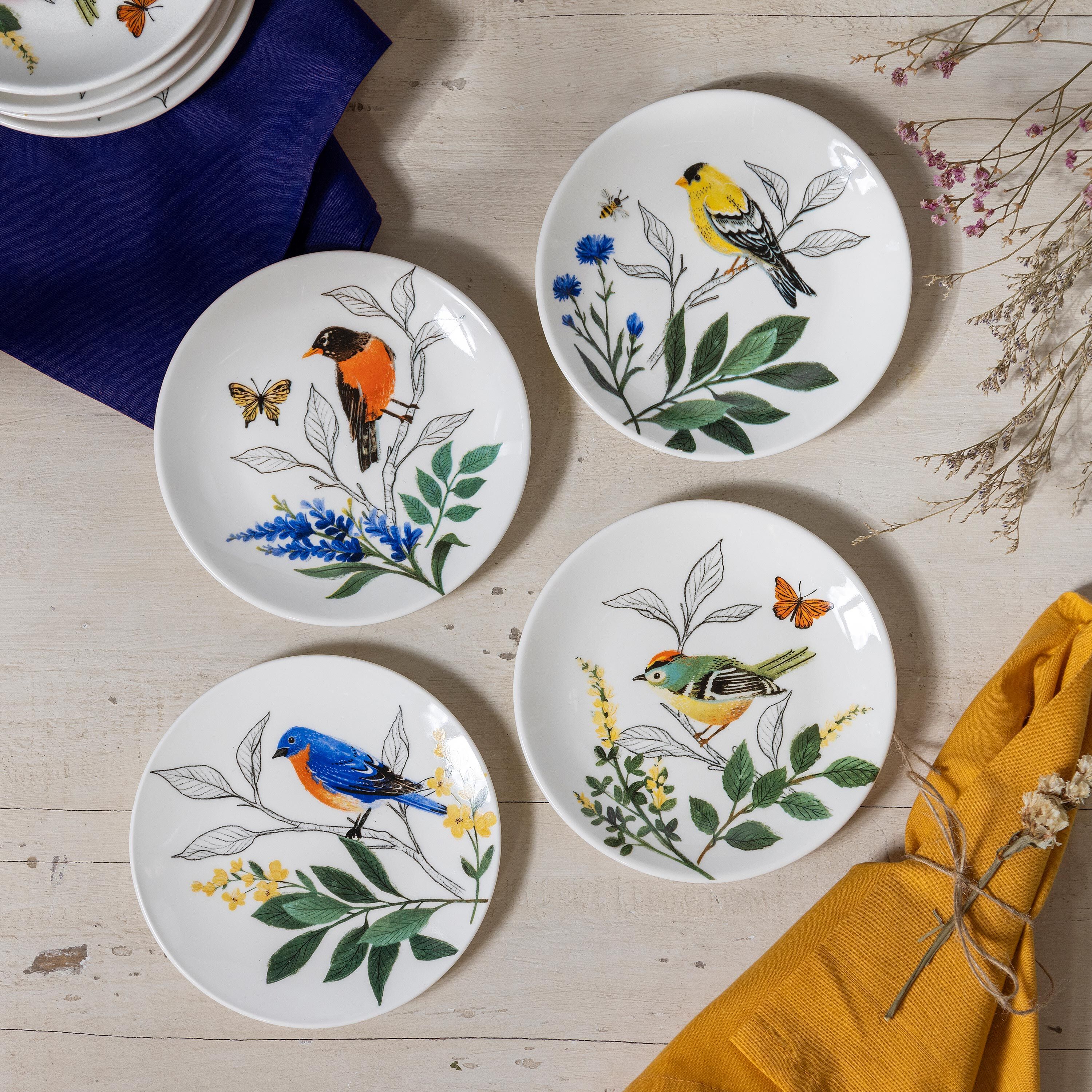 What She Shed Plates Ceramic Appetizer Plates Song Bird, 6