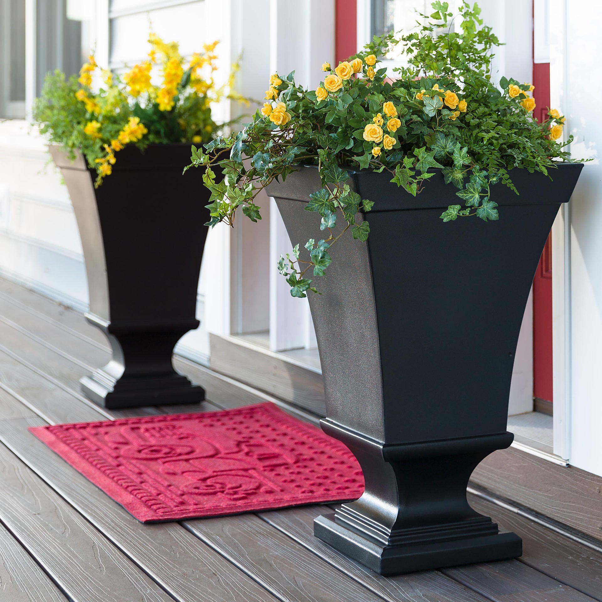 plow & hearth sussex self-watering resin pot planter Mayne 25 in. Tall Vienna Urn Planter