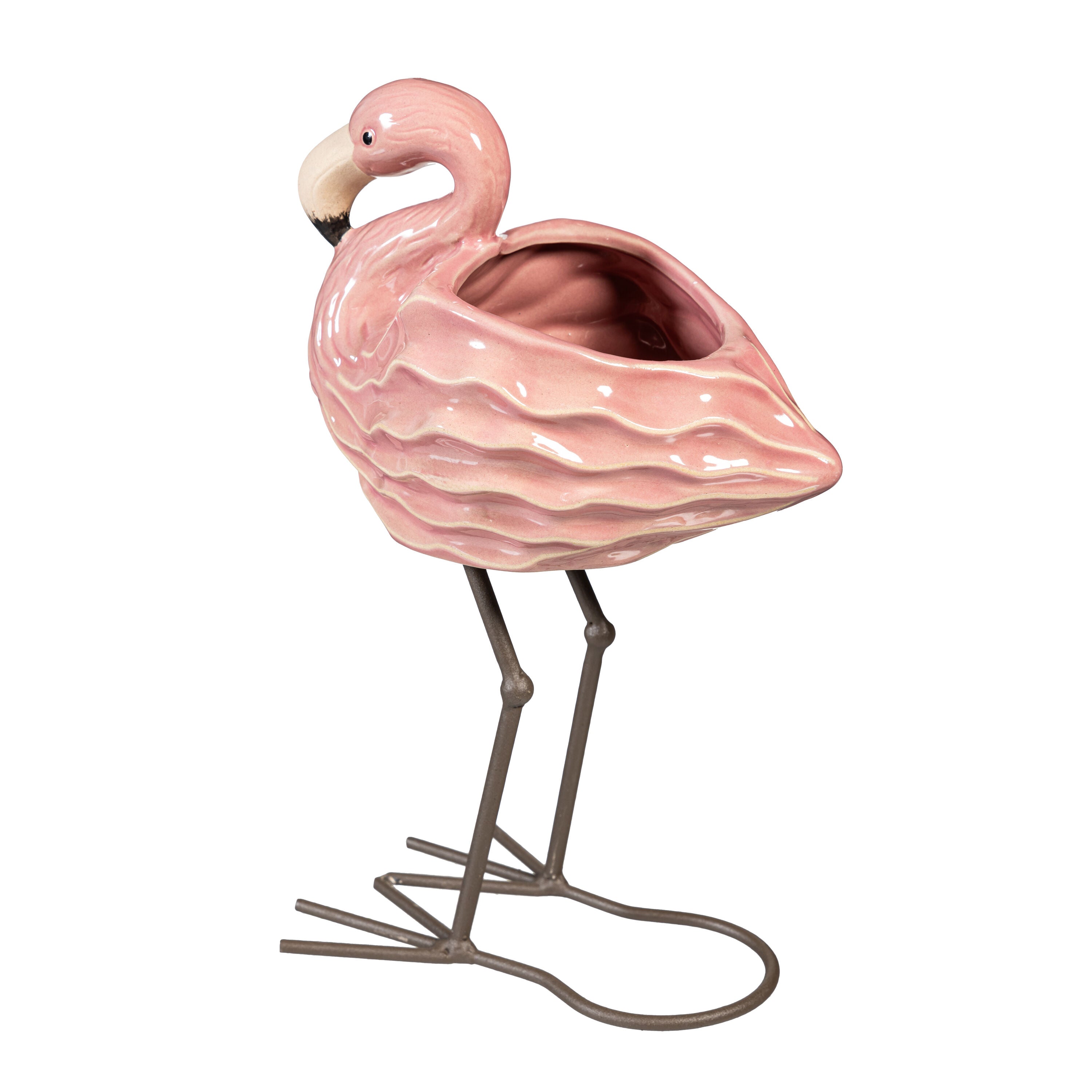 Palm Beach Ceramic Flamingo Planter – Plow & Hearth