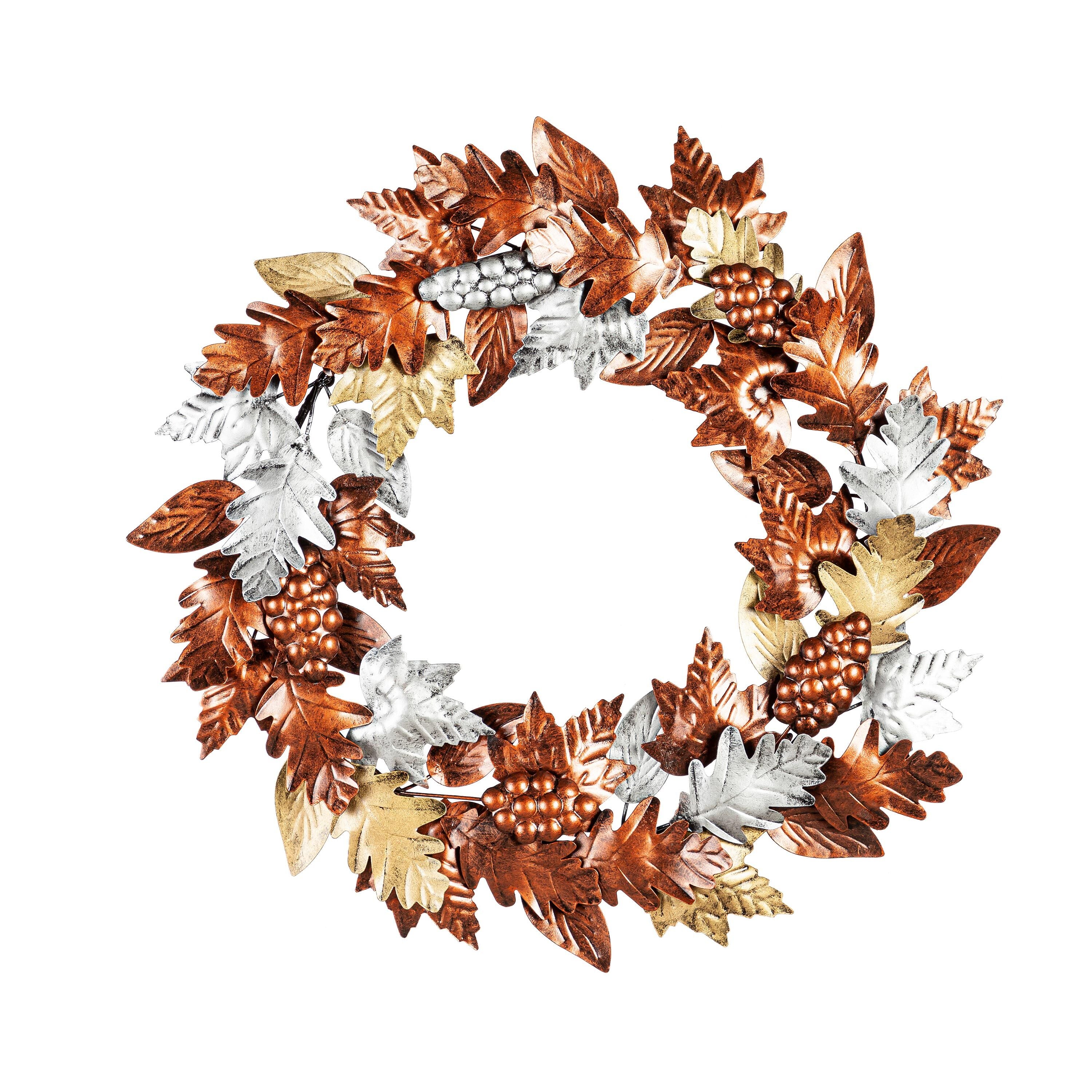 Plow & Hearth Leaves Wreath - Thumbnail 2