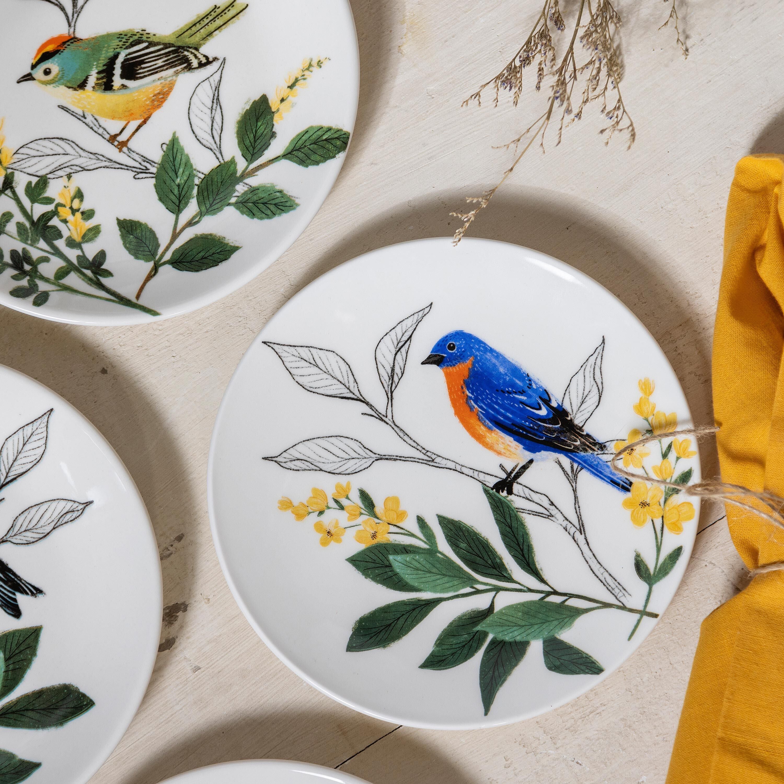 What She Shed Plates Ceramic Appetizer Plates Song Bird, 6