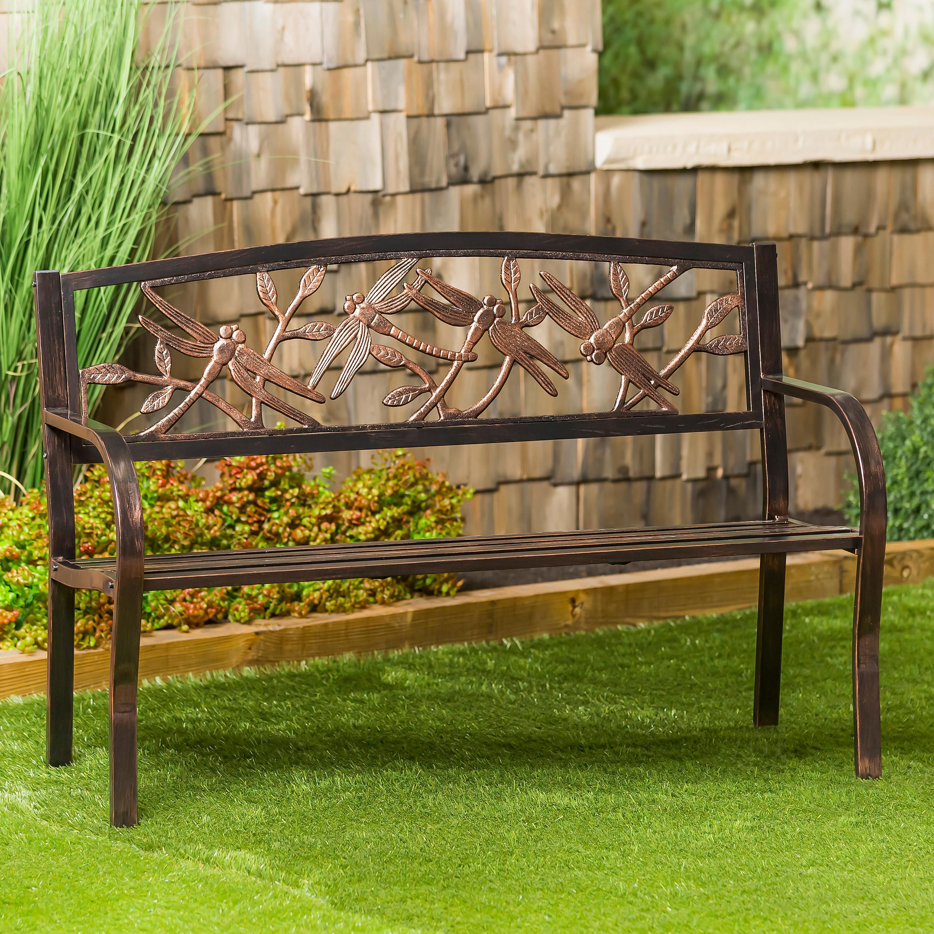 Dragonfly Metal Garden Bench, Bronze – Plow & Hearth