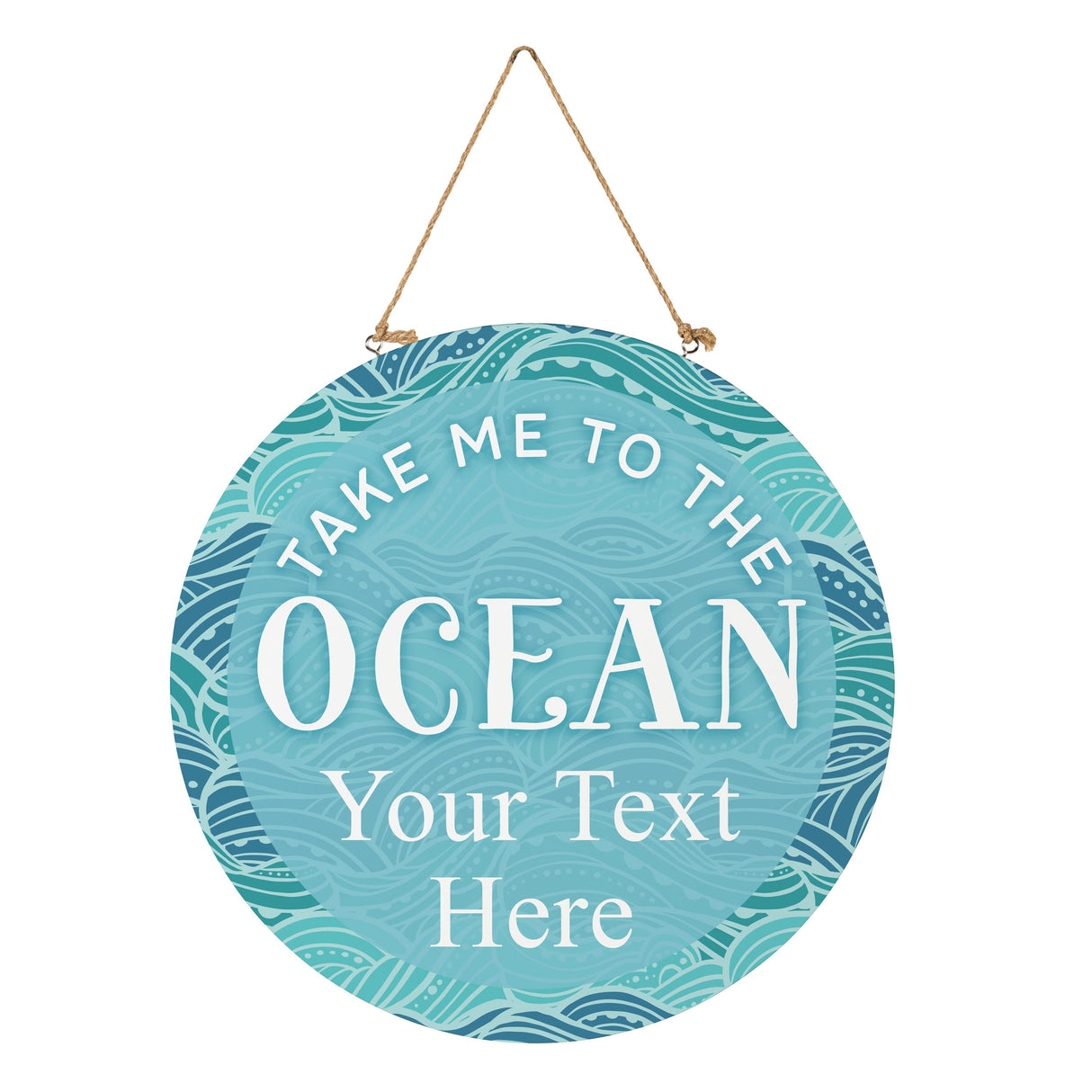 Blue Coastal Make Waves Wood Door Décor, "Take Me To The Ocean" with Personalization, 18"