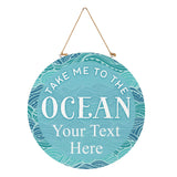 Blue Coastal Make Waves Wood Door Décor, "Take Me To The Ocean" with Personalization, 18"