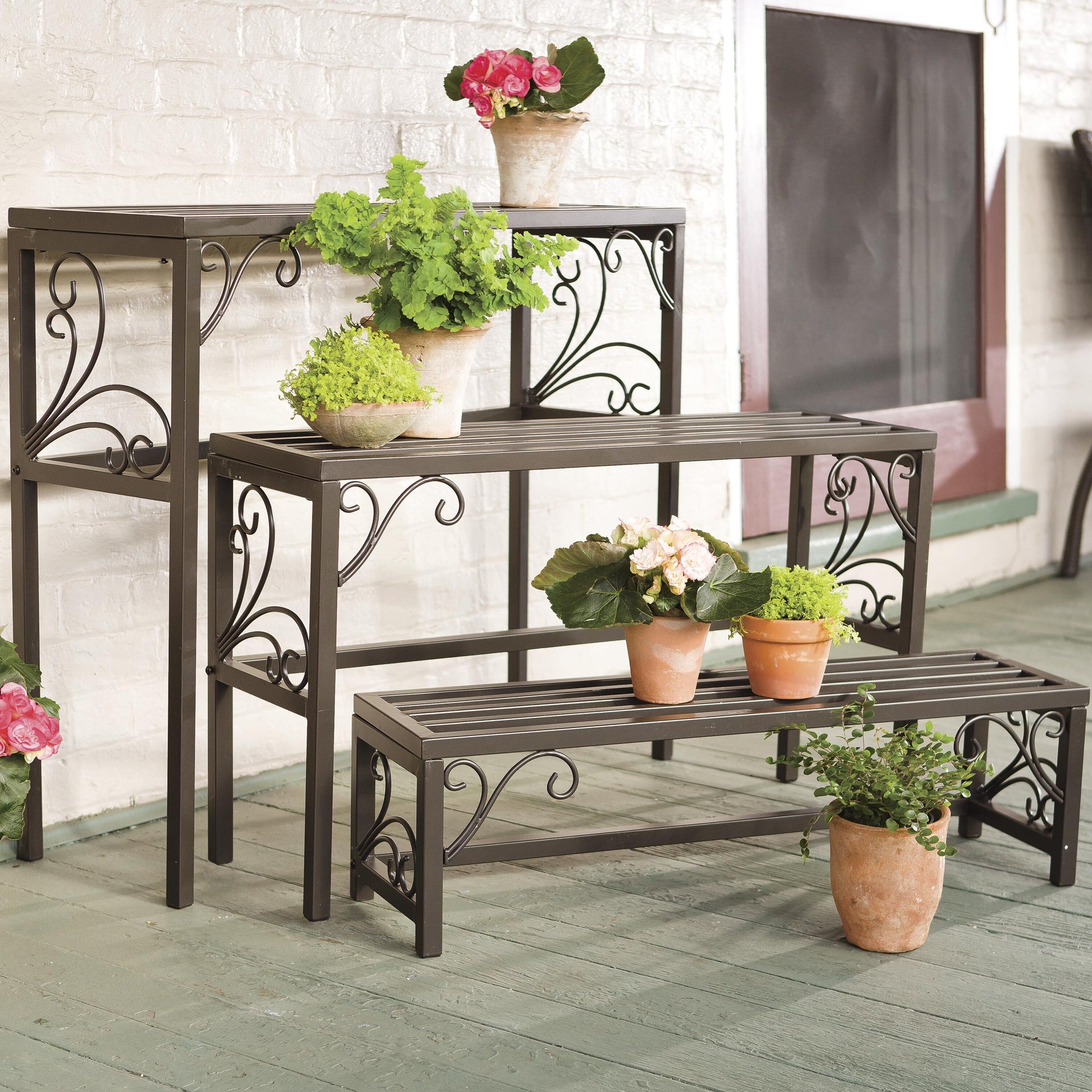nesting plant stands indoor Nesting Metal Plant Stands Set of Three