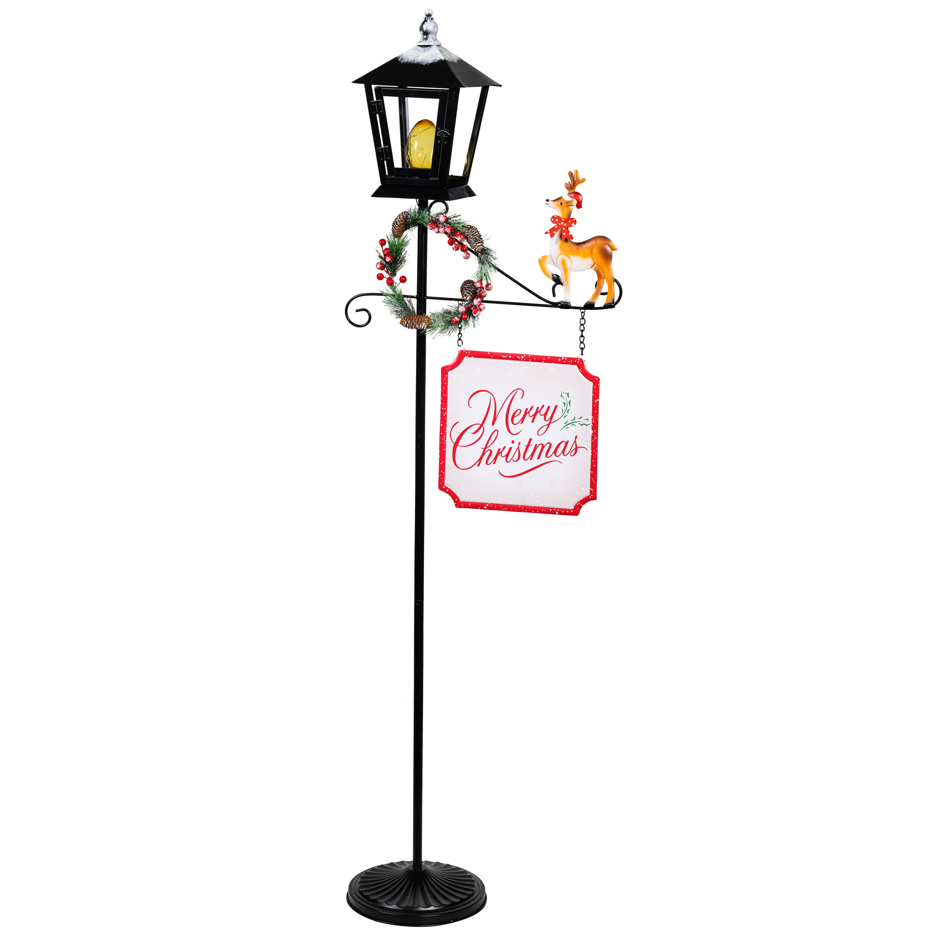 Howdy Holidays Garden Statue, LED Metal Statue, Lamp Post, 71