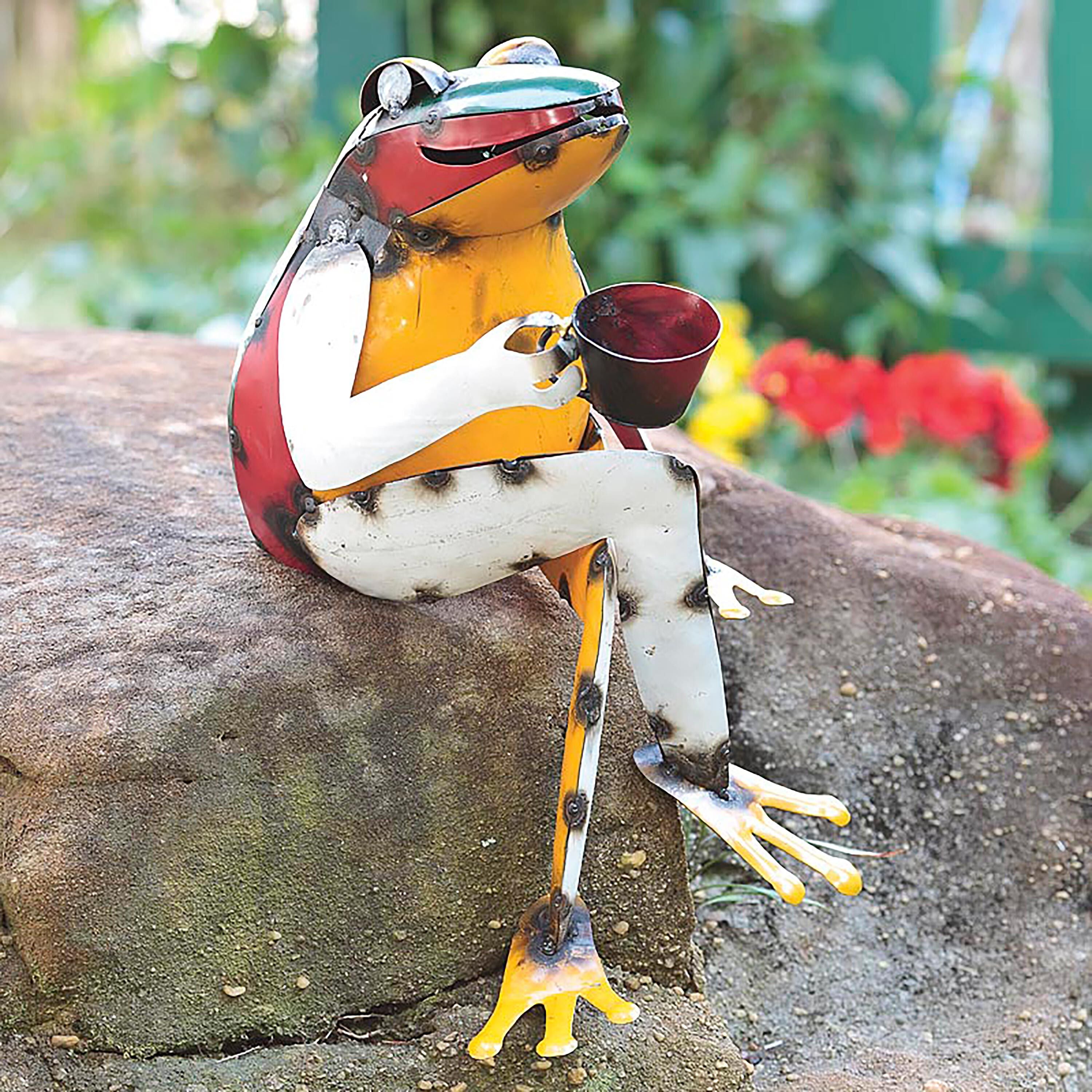 Recycled Metal Coffee Frog Garden Art | Plow & Hearth