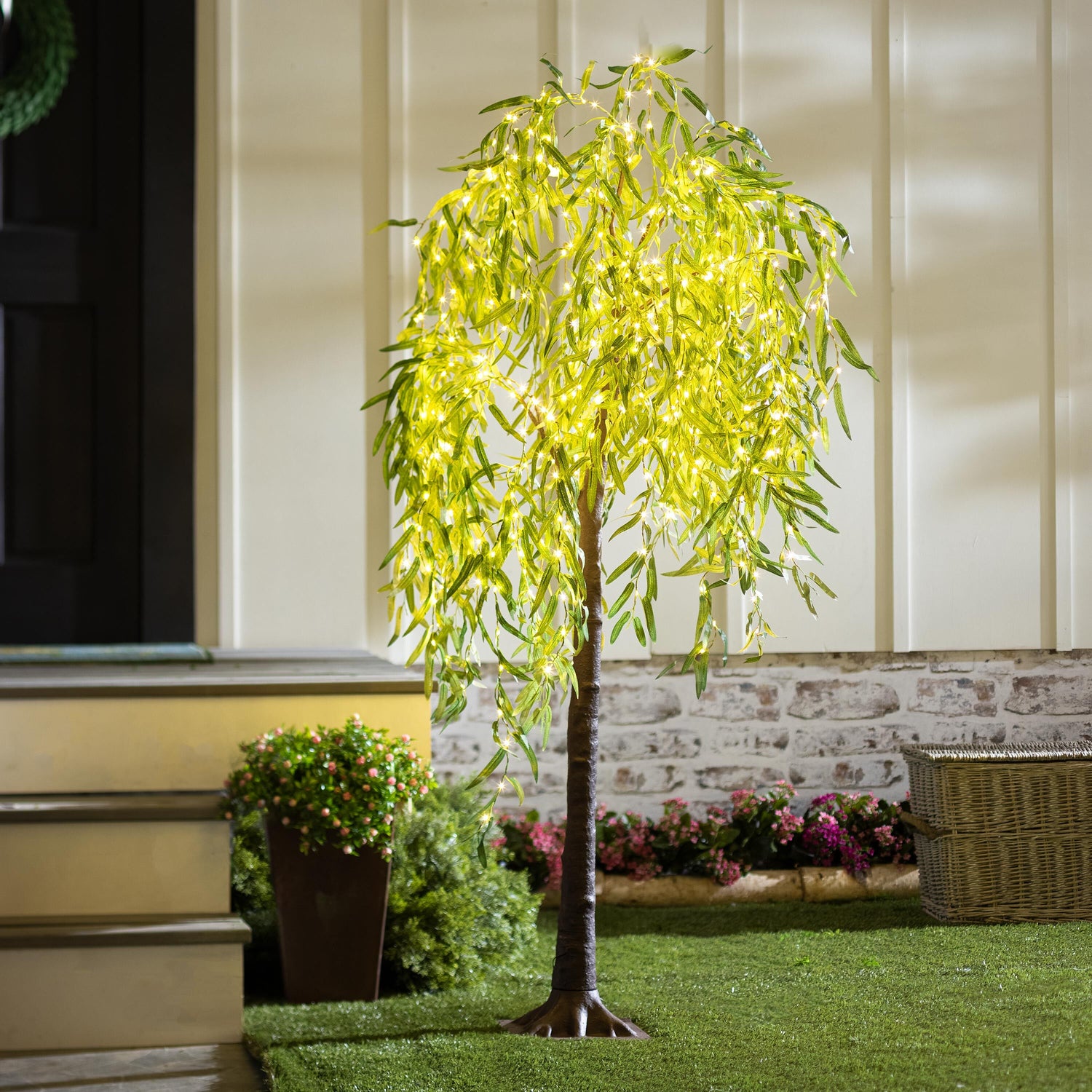 willow plant indoor Indoor/Outdoor Electric Lighted Green Willow Tree, 6'H