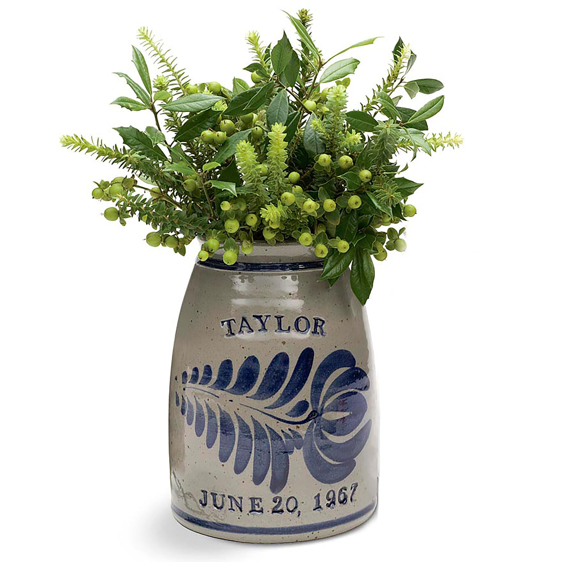 Personalized Stoneware Wedding Crock - Blue