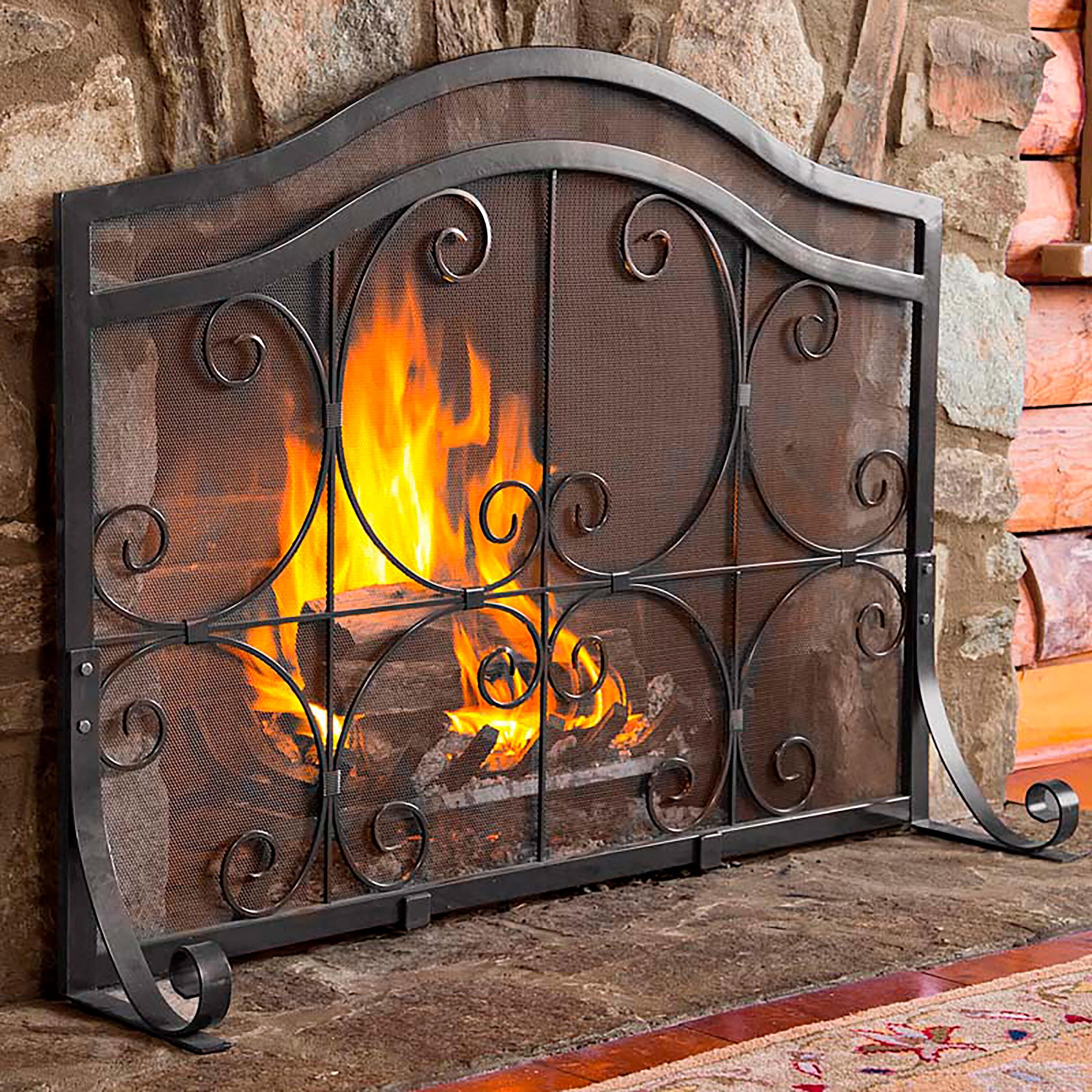 Large Crest Flat Guard Fireplace Screen - Thumbnail 4