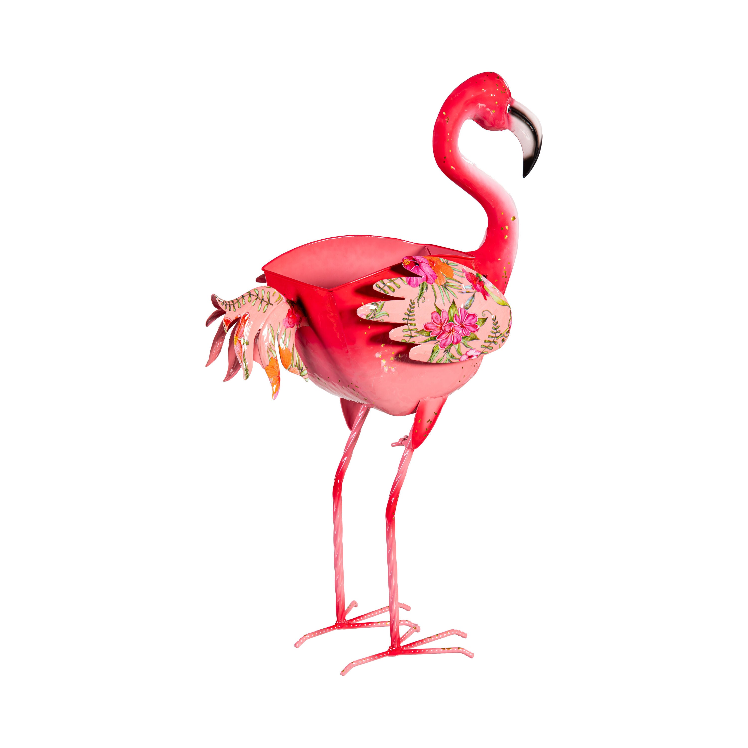 Palm Beach Planter, Metal Floral Flamingo – Plow & Hearth
