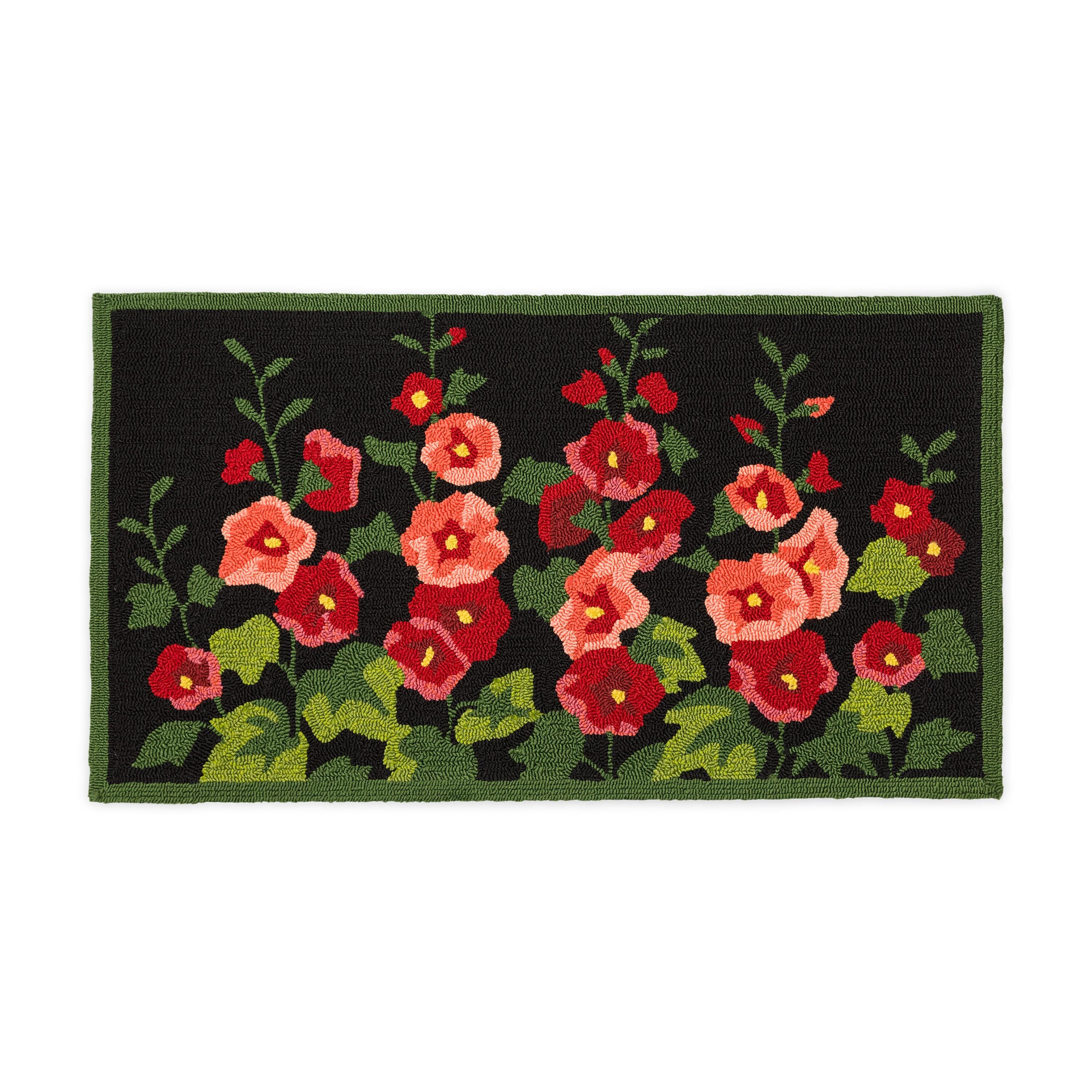 Machine-Washable Accent Rug, Hollyhocks | Plow & Hearth