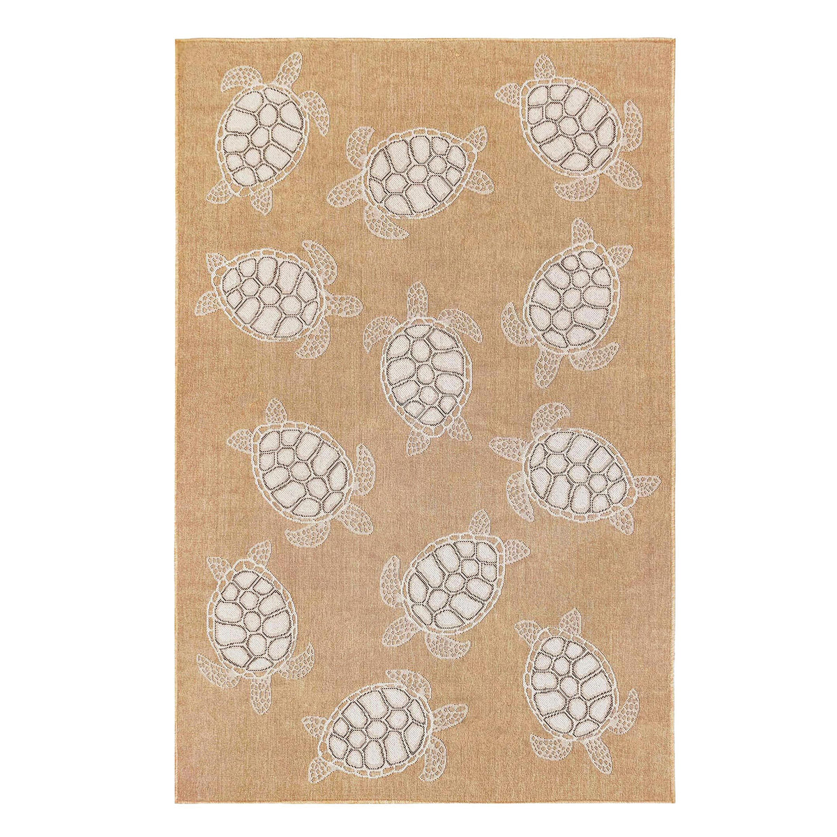 Turtle Rug Texture Indoor/Outdoor Textured Sea Turtles Polypropylene Rug, 7'10