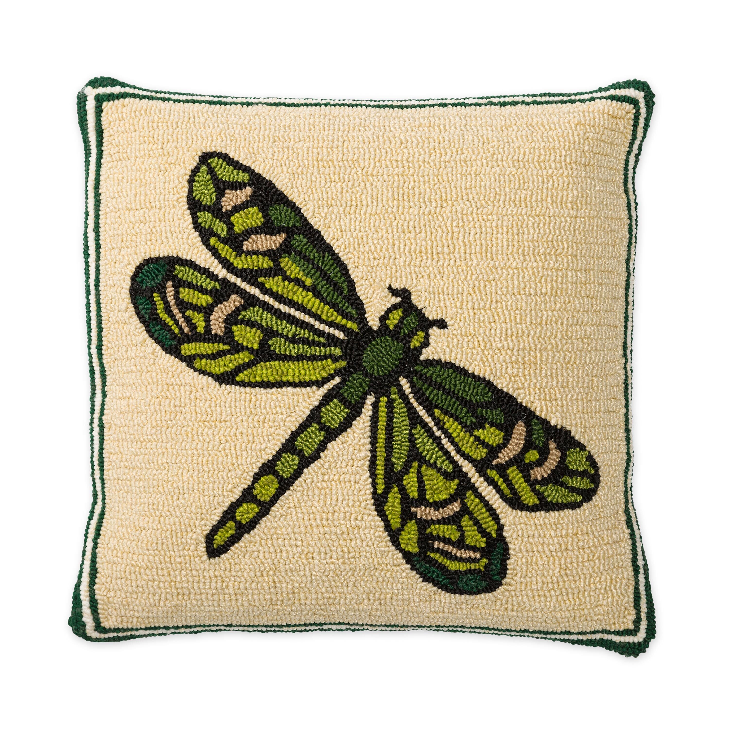 Plow & Hearth Dragonfly Hooked Throw Pillow - Thumbnail 2
