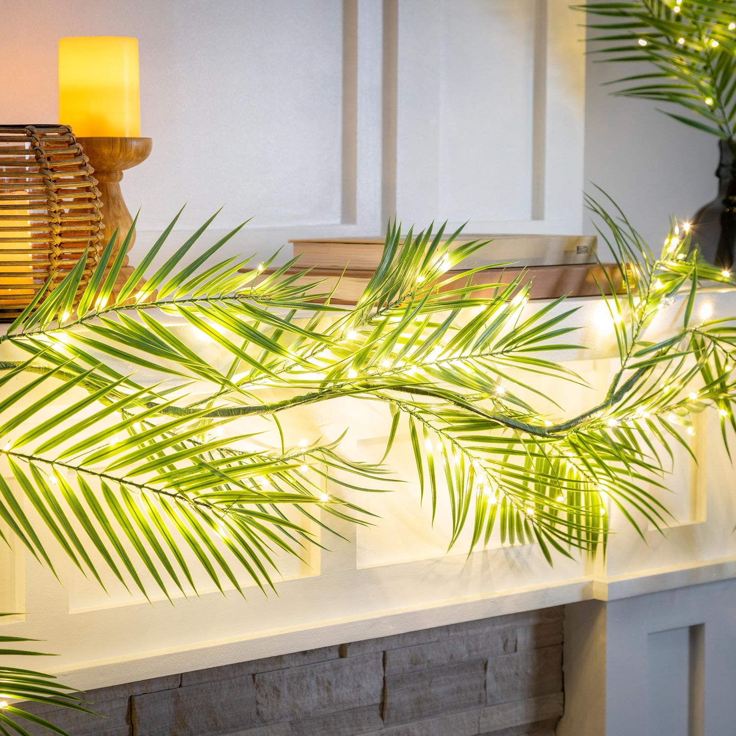 palm leaf plants outdoor Indoor/Outdoor Micro LED Lighted Palm Garland