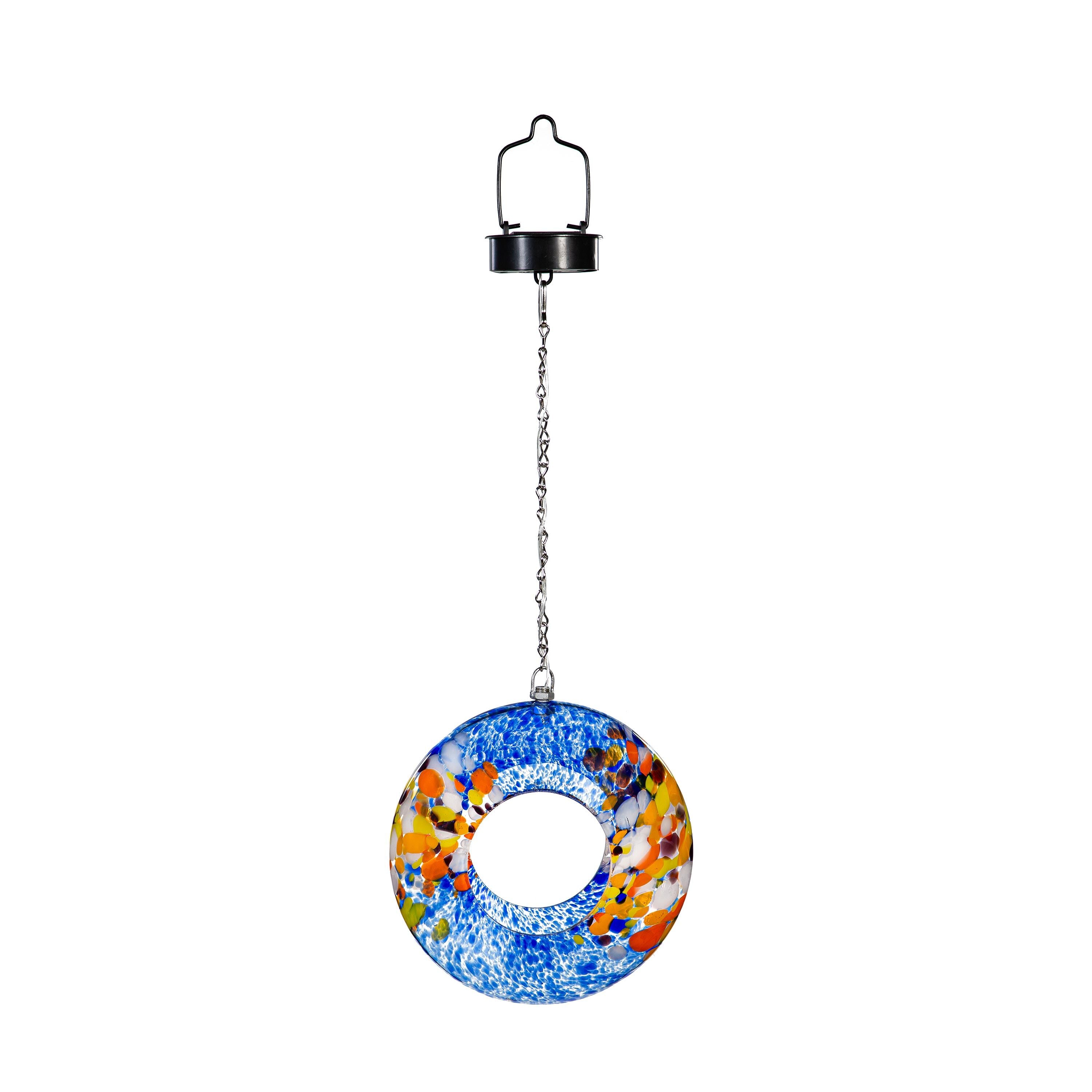Solar Art Glass Sky Swirl Bird Feeder, 8