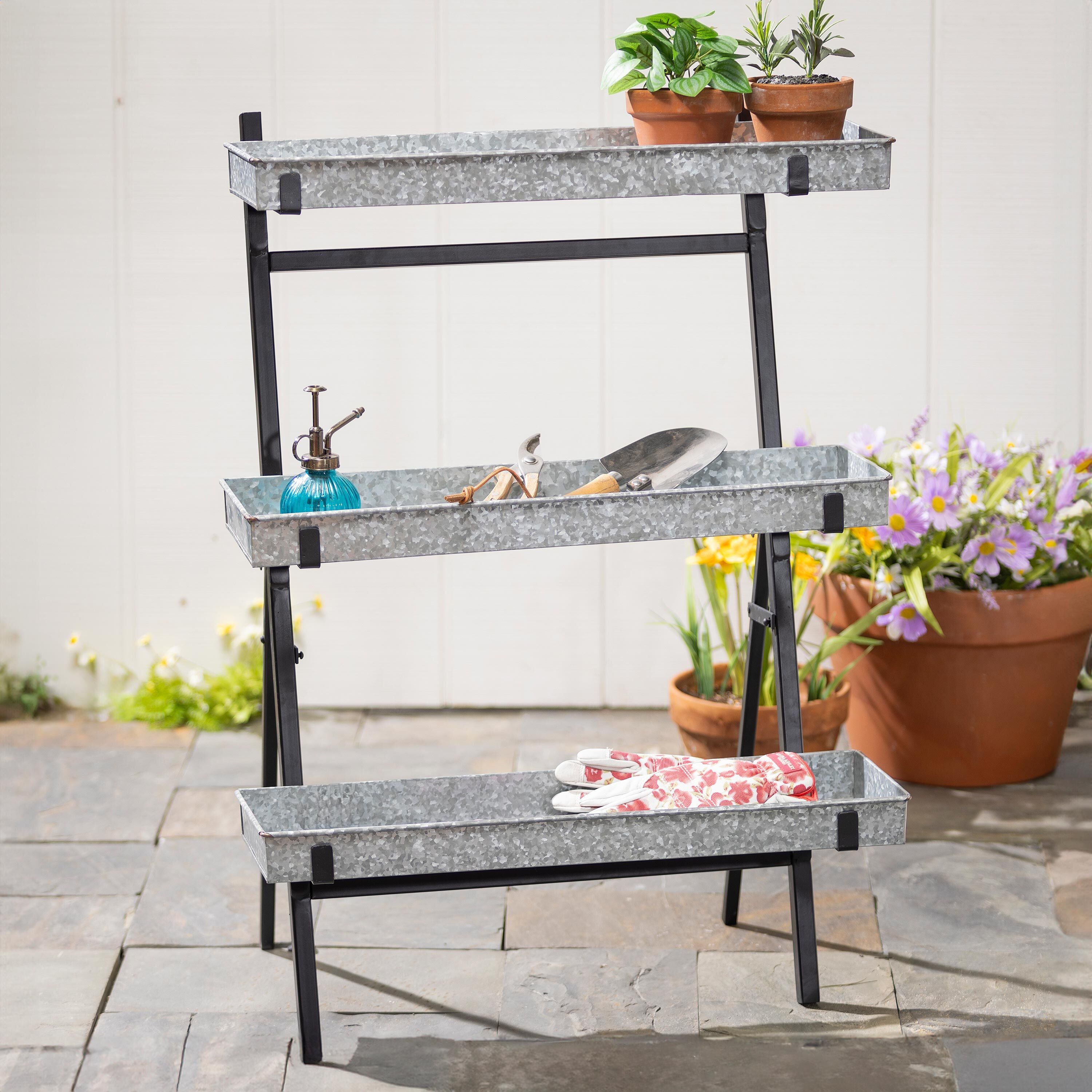 What She Shed Plant Stand, Metal, 3-Tiered Plant Stand – Plow & Hearth