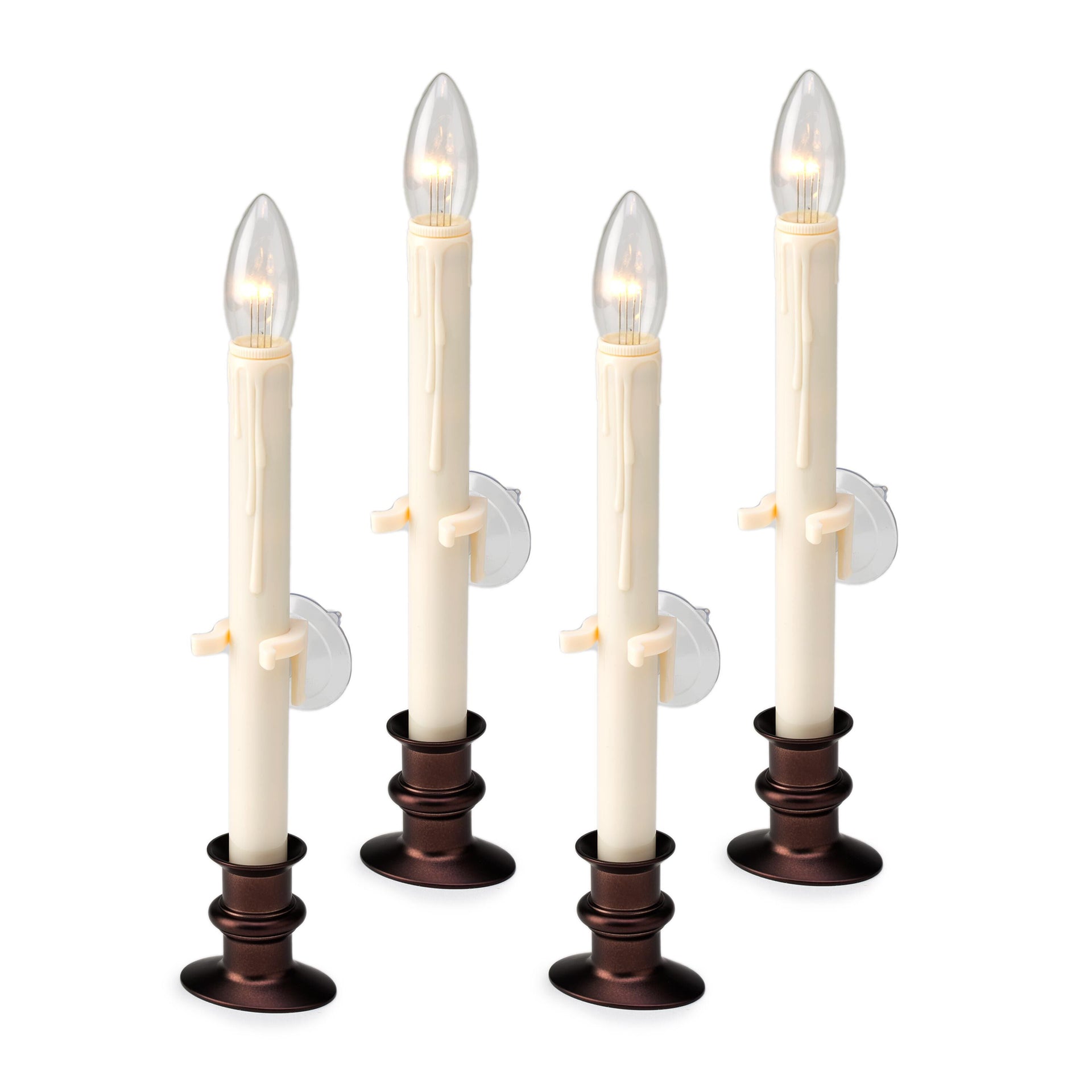 Suction Cup Window Candles with Timer and Remote, Set of 4