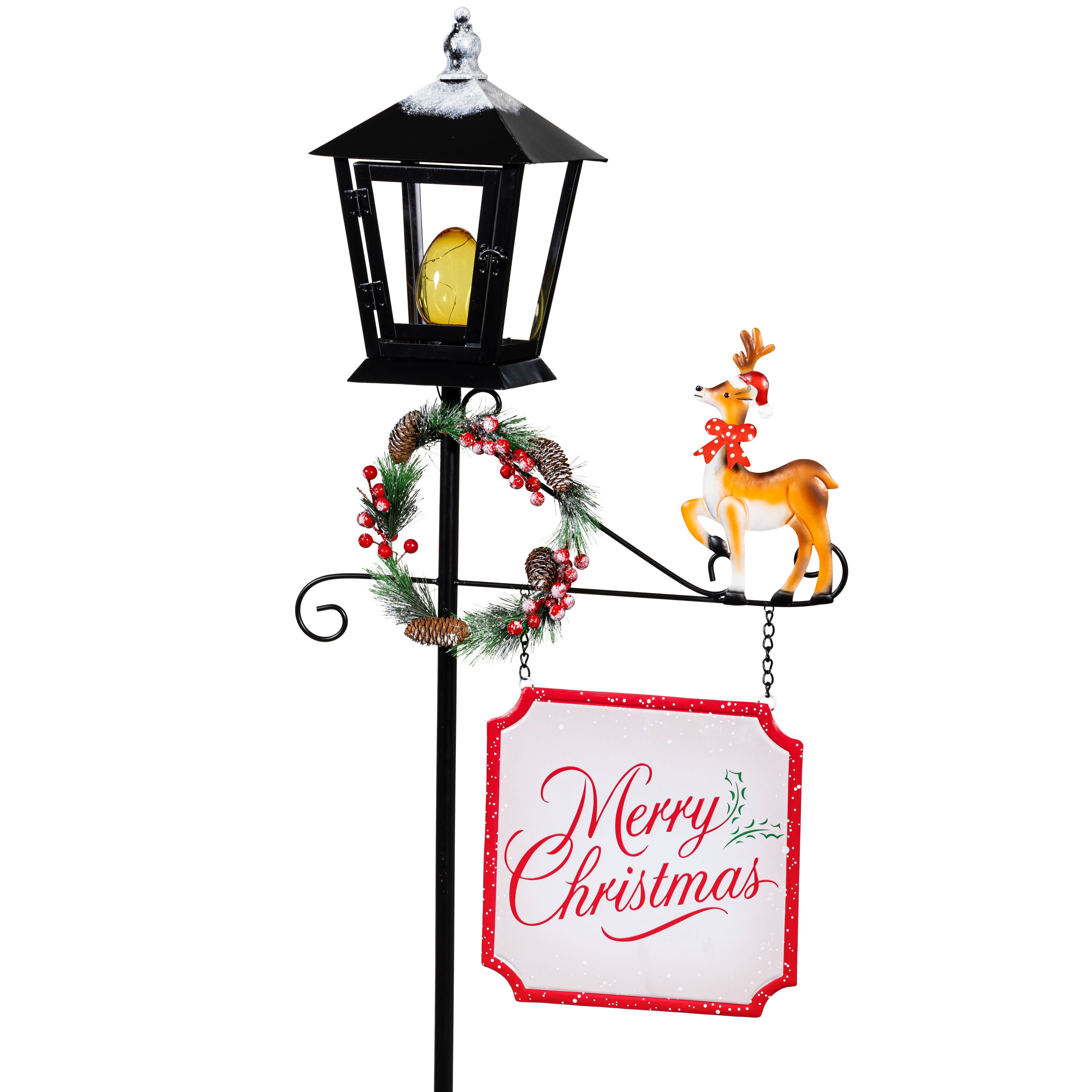 Howdy Holidays Garden Statue, LED Metal Statue, Lamp Post, 71