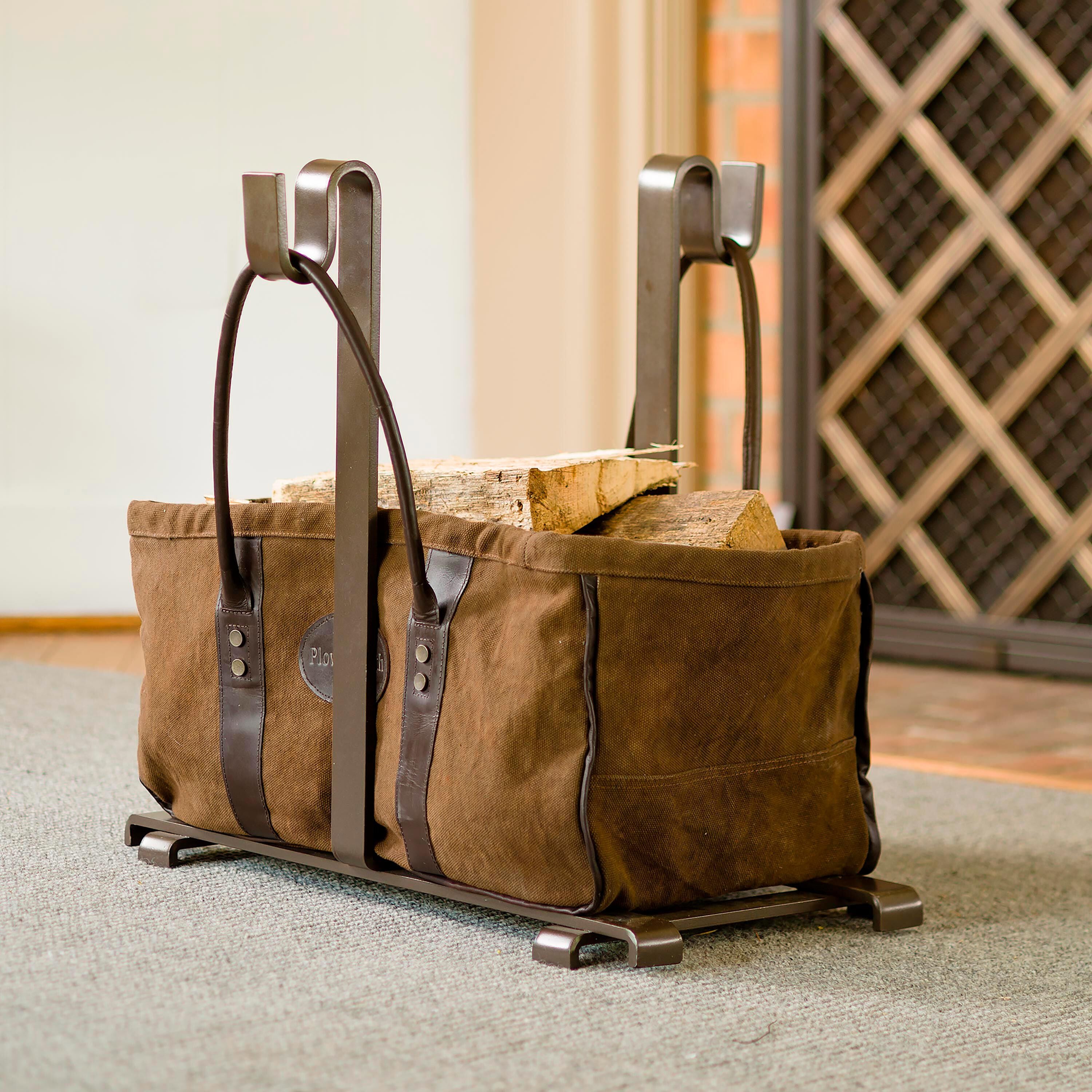 Plow & Hearth Canvas Log Carrier And Steel Stand