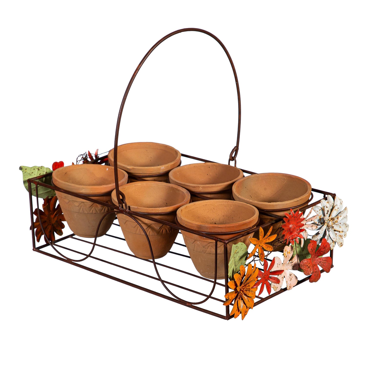kmart pot plant stand What She Shed Planters, Metal Stand with Terracotta Planters, Floral D – Plow & Hearth