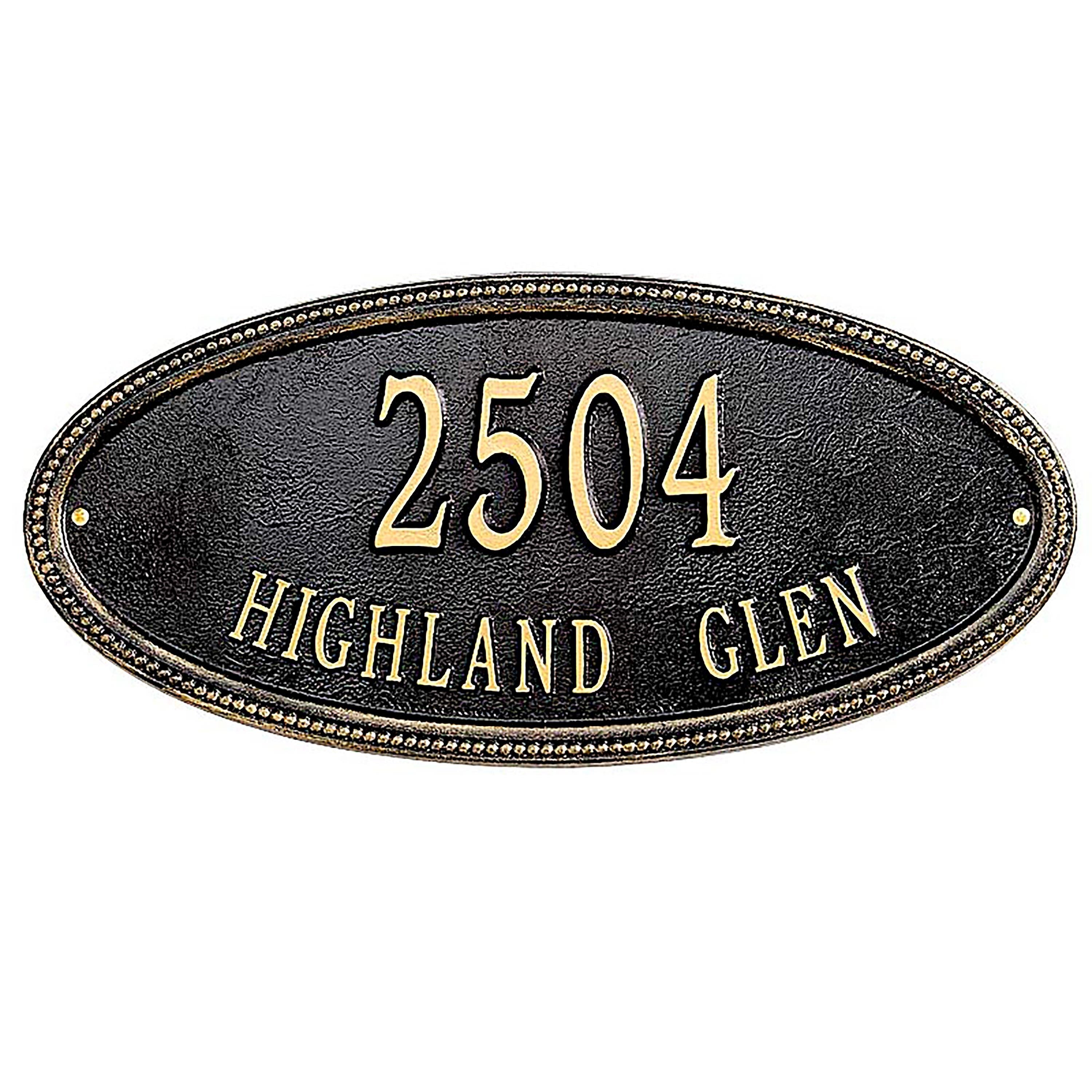Beaded Oval Lawn Personalized Address Plaque | Plow & Hearth