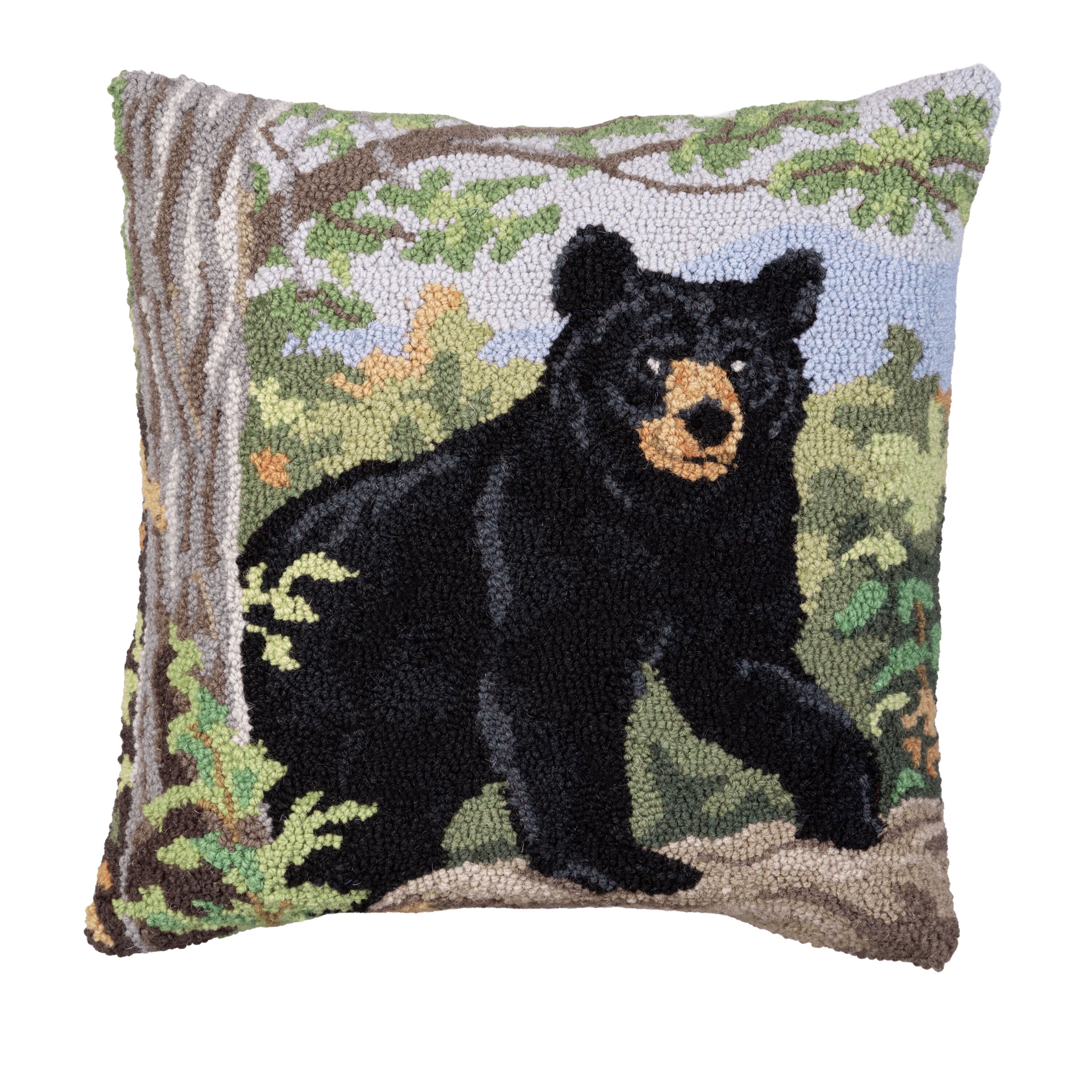 Black Bear Hooked Pillow - Thumbnail 2