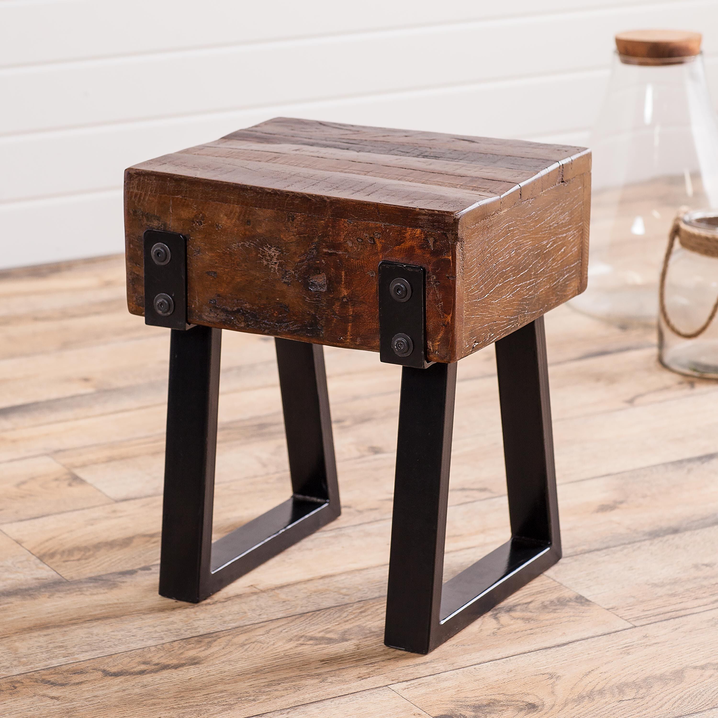 Richland Indoor/Outdoor Reclaimed Wood Stool/Side Table | Plow