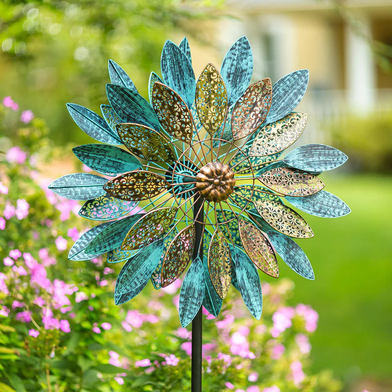 Plow ≈ Hearth Girandola a vento in etallo con 18 LED a fora di fiore Plow ≈ Hearth Girandola a vento in etallo con 18 LED a fora di fiore