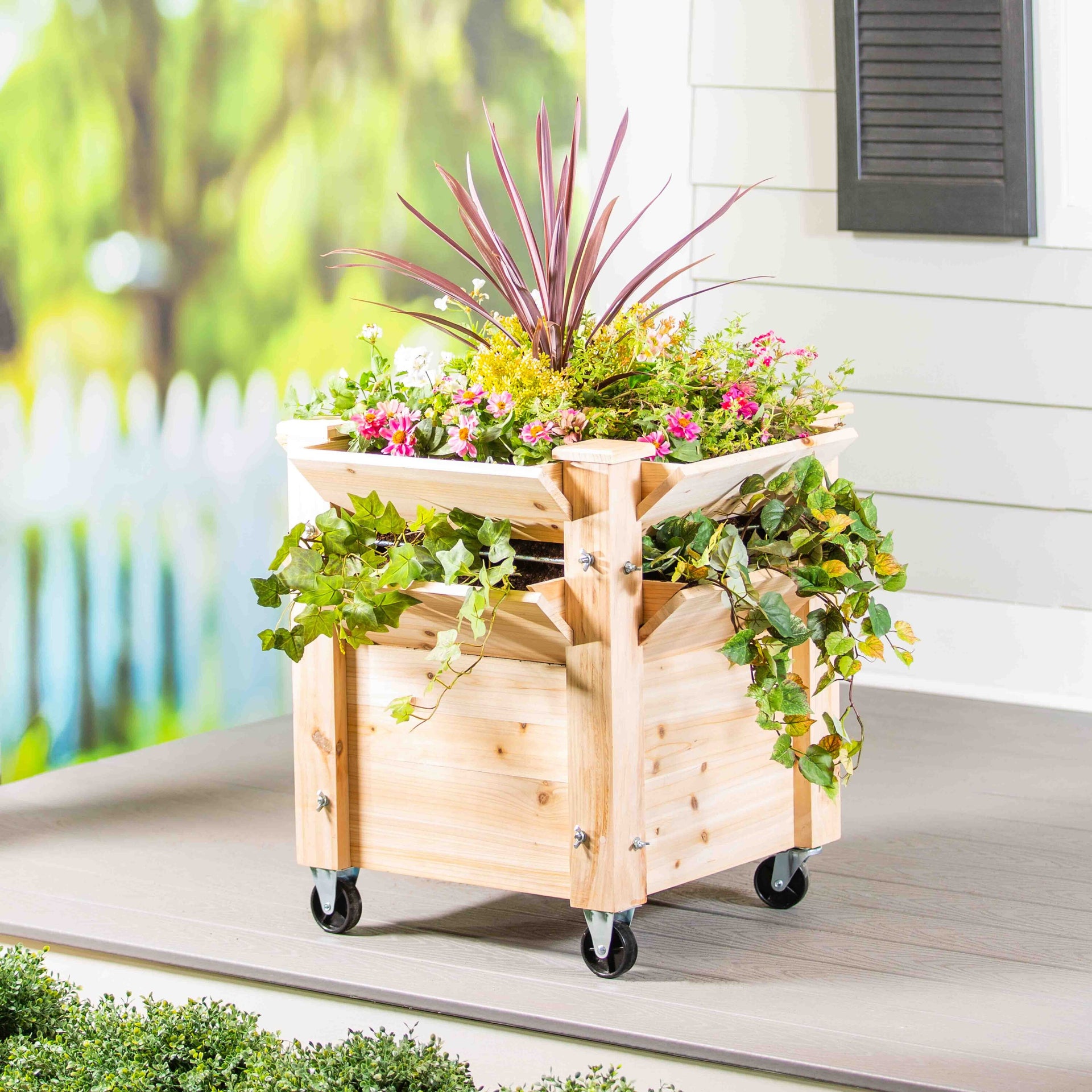 wooden planting pots Moveable Wooden Raised Bed Garden Planter – Plow & Hearth