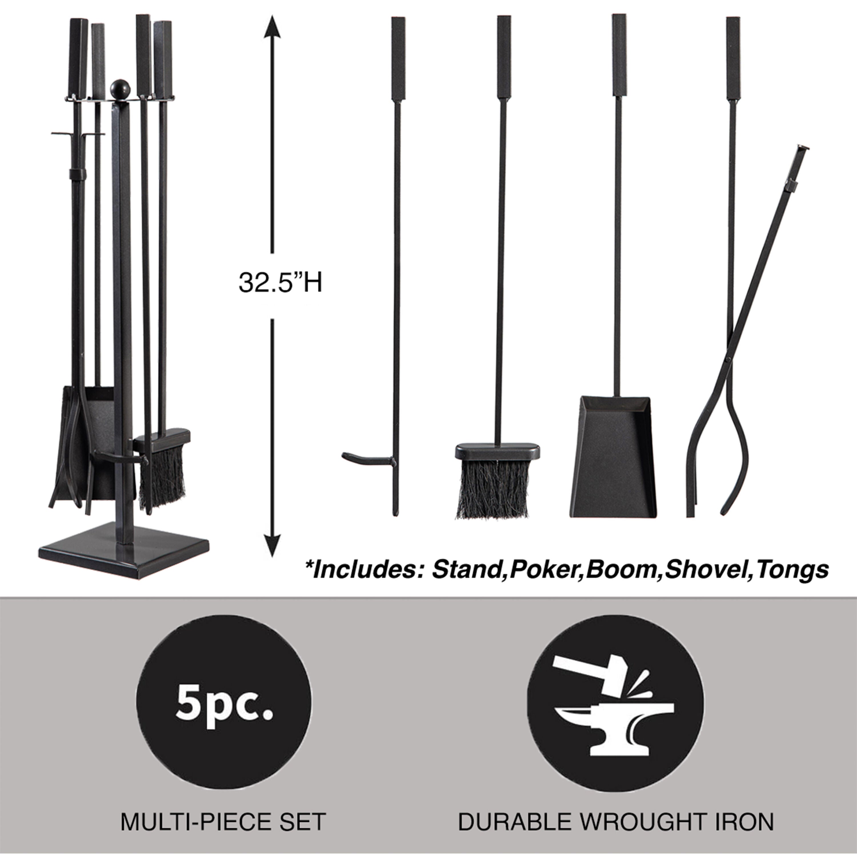 Atticus 5 Piece Fireplace Toolset – Plow & Hearth