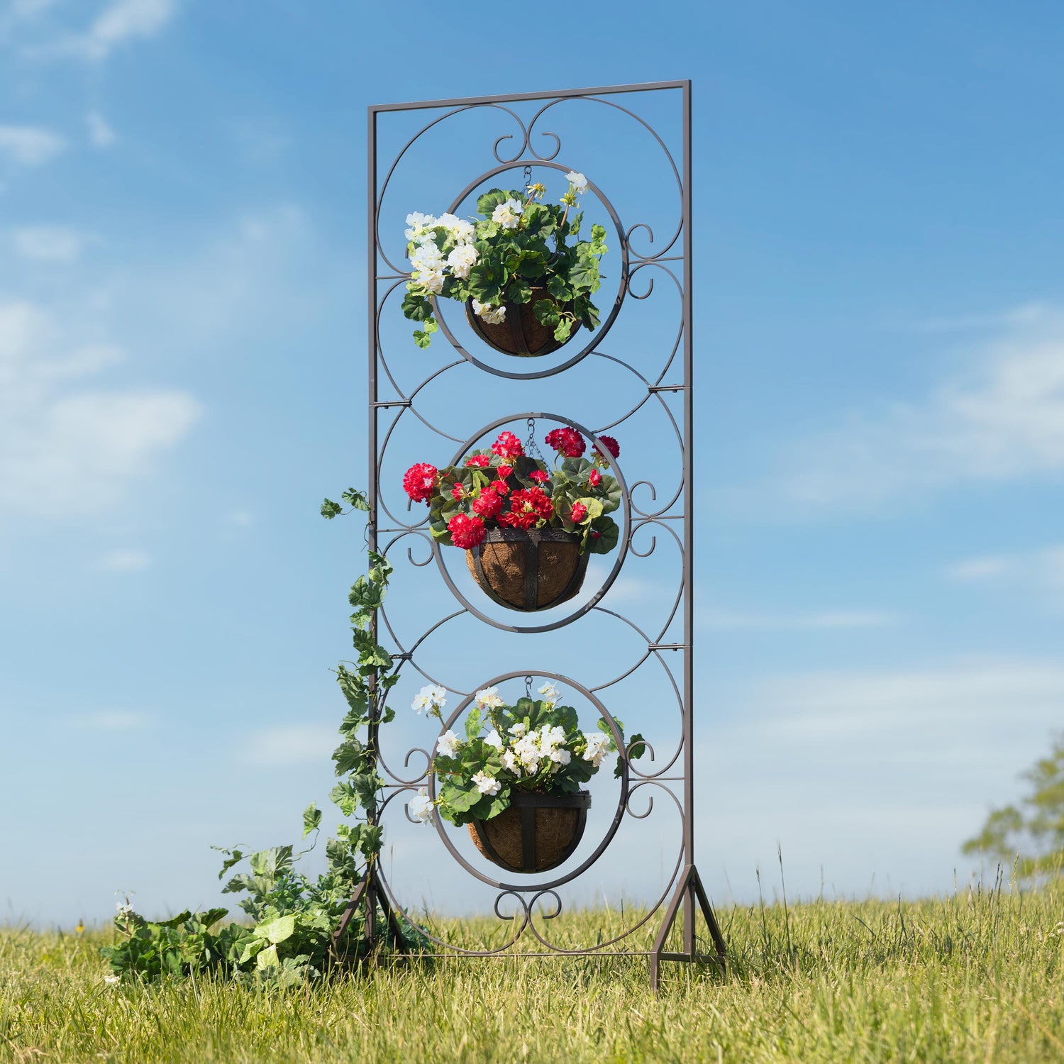 potted plant trellis Triple Planter Metal Garden Trellis – Plow & Hearth