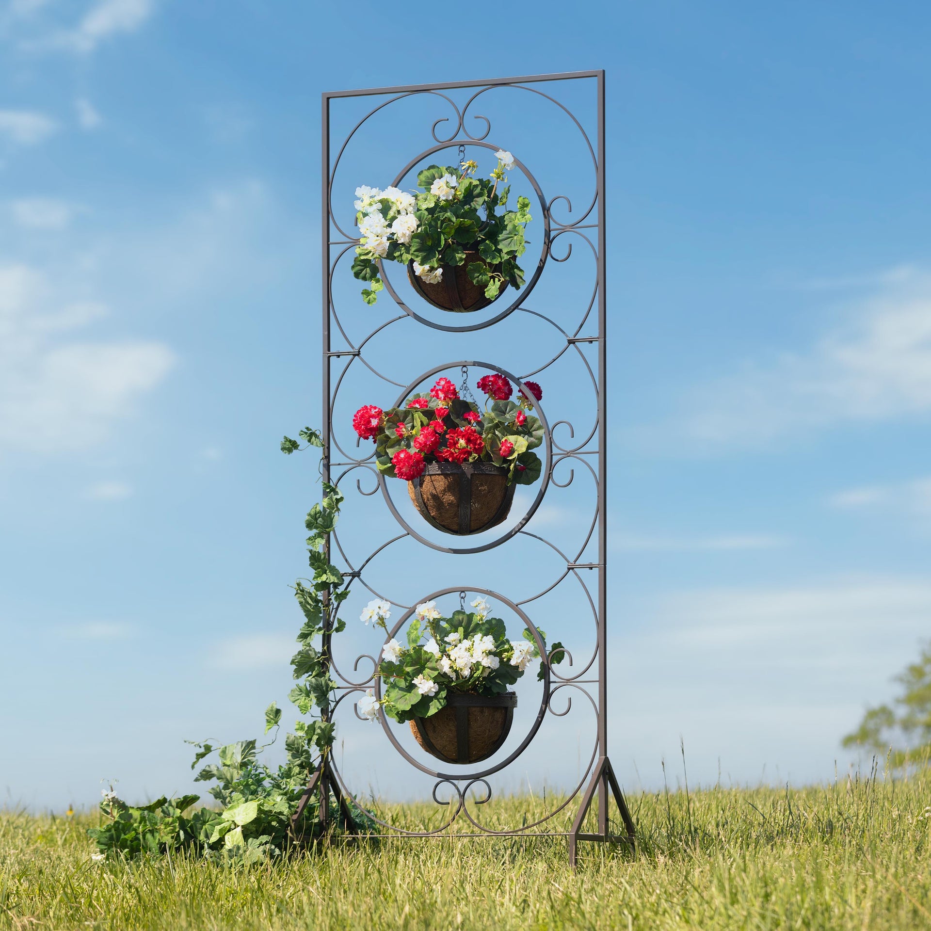 patio trellis planter Triple Planter Metal Garden Trellis – Plow & Hearth