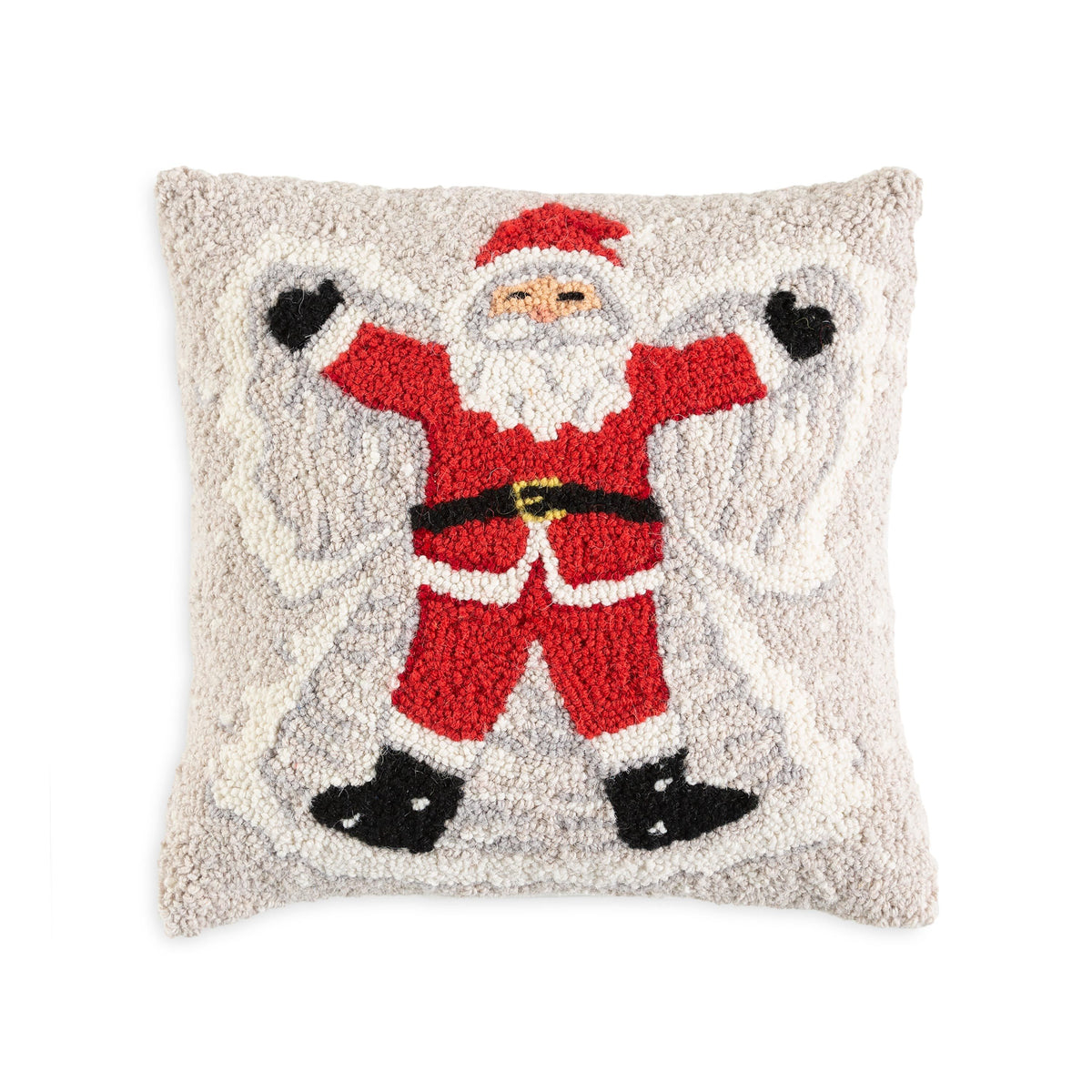 Santa Snow Angel Hand-Hooked Wool Throw Pillow – Plow & Hearth display picture 1