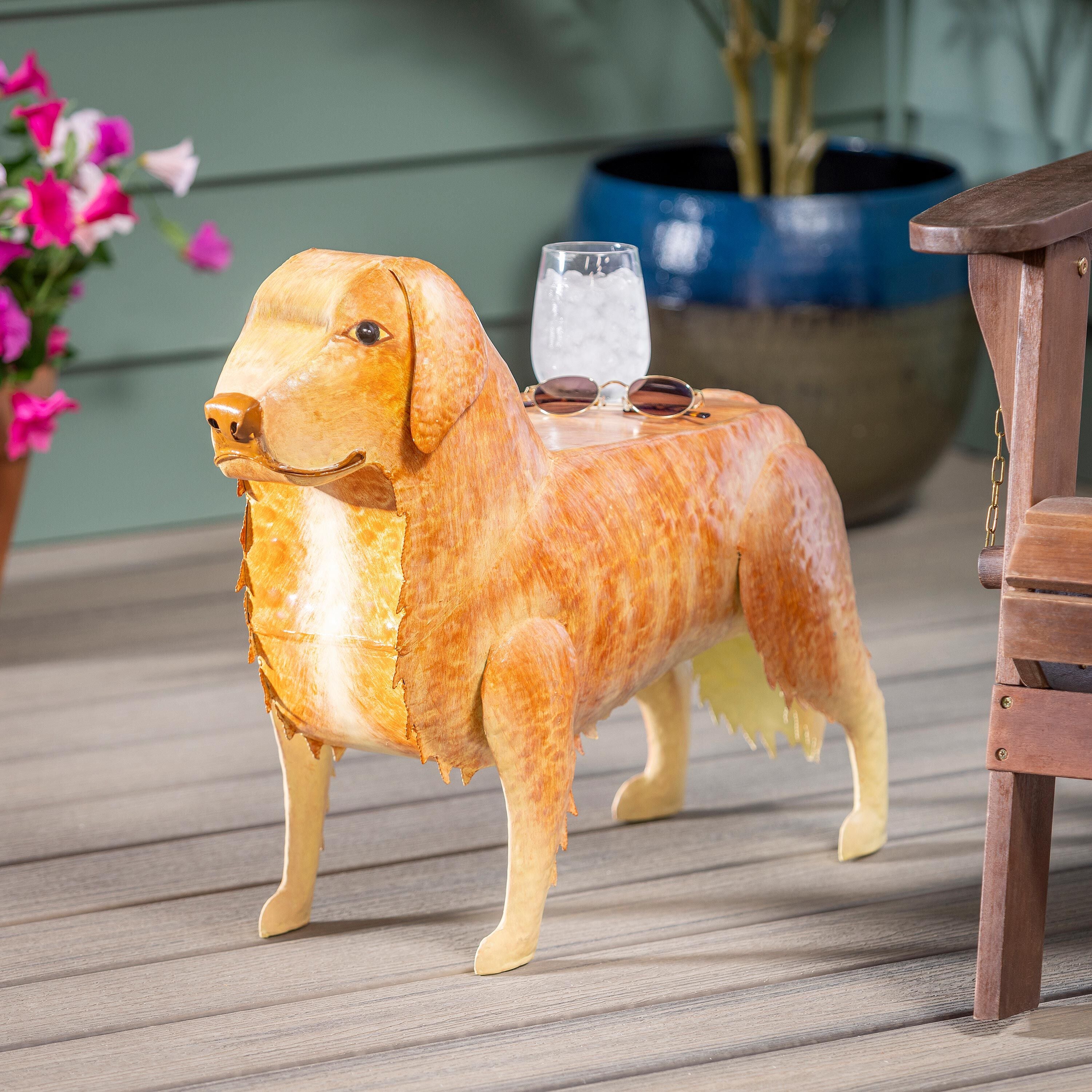Handmade Metal Golden Retriever Table – Plow & Hearth